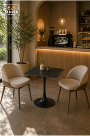 Modern Square Bistro Table with Black Pedestal Base for Cafe Dining Room Furniture