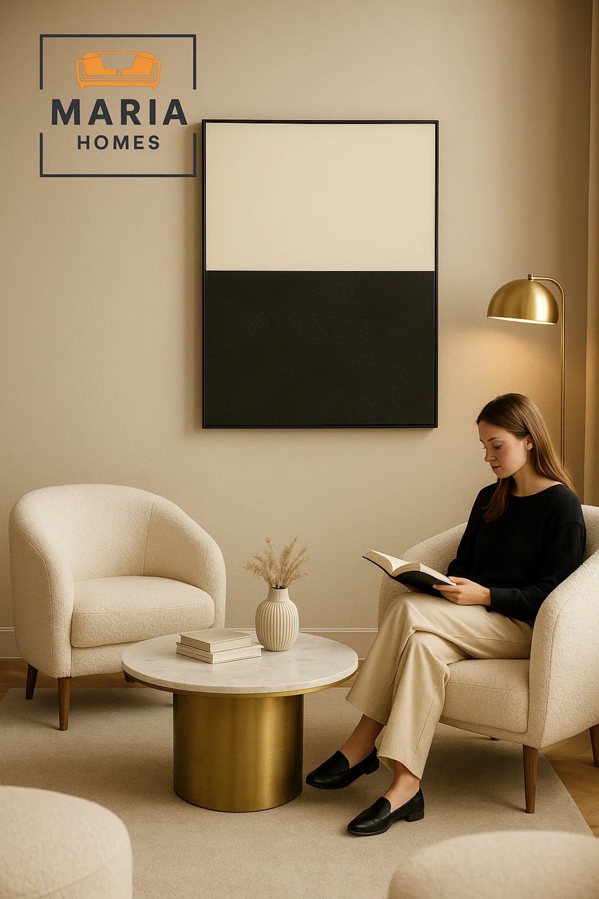 Framed Minimalist Wall Art Ð Half Black & Half White Textured Abstract and Size 100*140 cm
