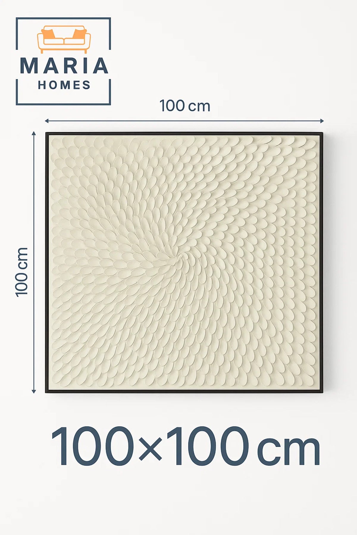 3D Textured White Wall Art with Spiral Petal Pattern-size100*100 CM