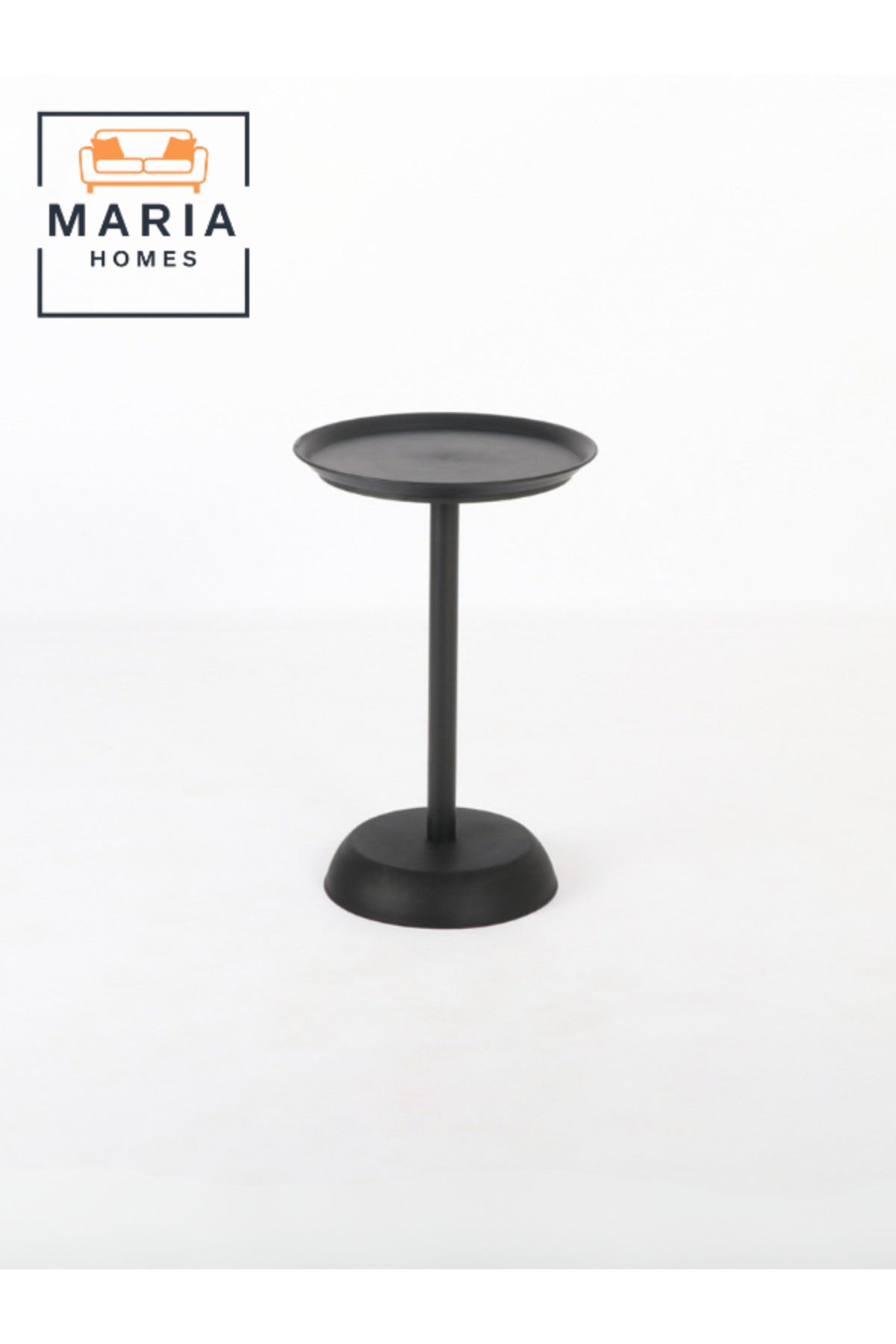 Slim Black Pedestal Side Table with Textured Top