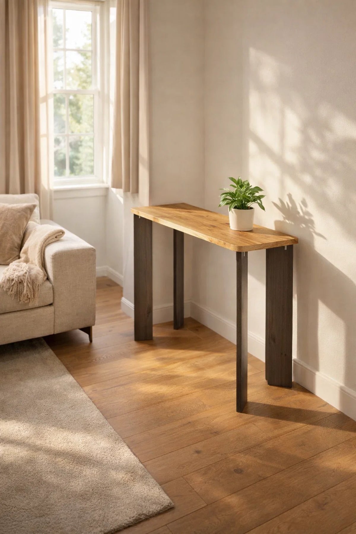 Stylish Two-Tone Wooden Console Table for Entryway Living Room Modern Decor Durable Display Unit