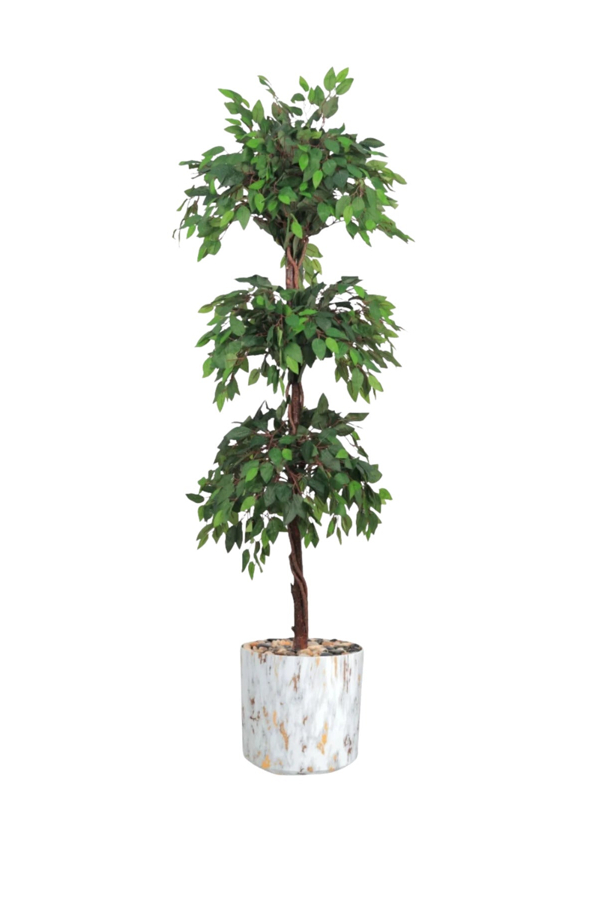 Artificial Ficus Tree 190 cm with Marble Design Pot – Tall Indoor Decorative Plant