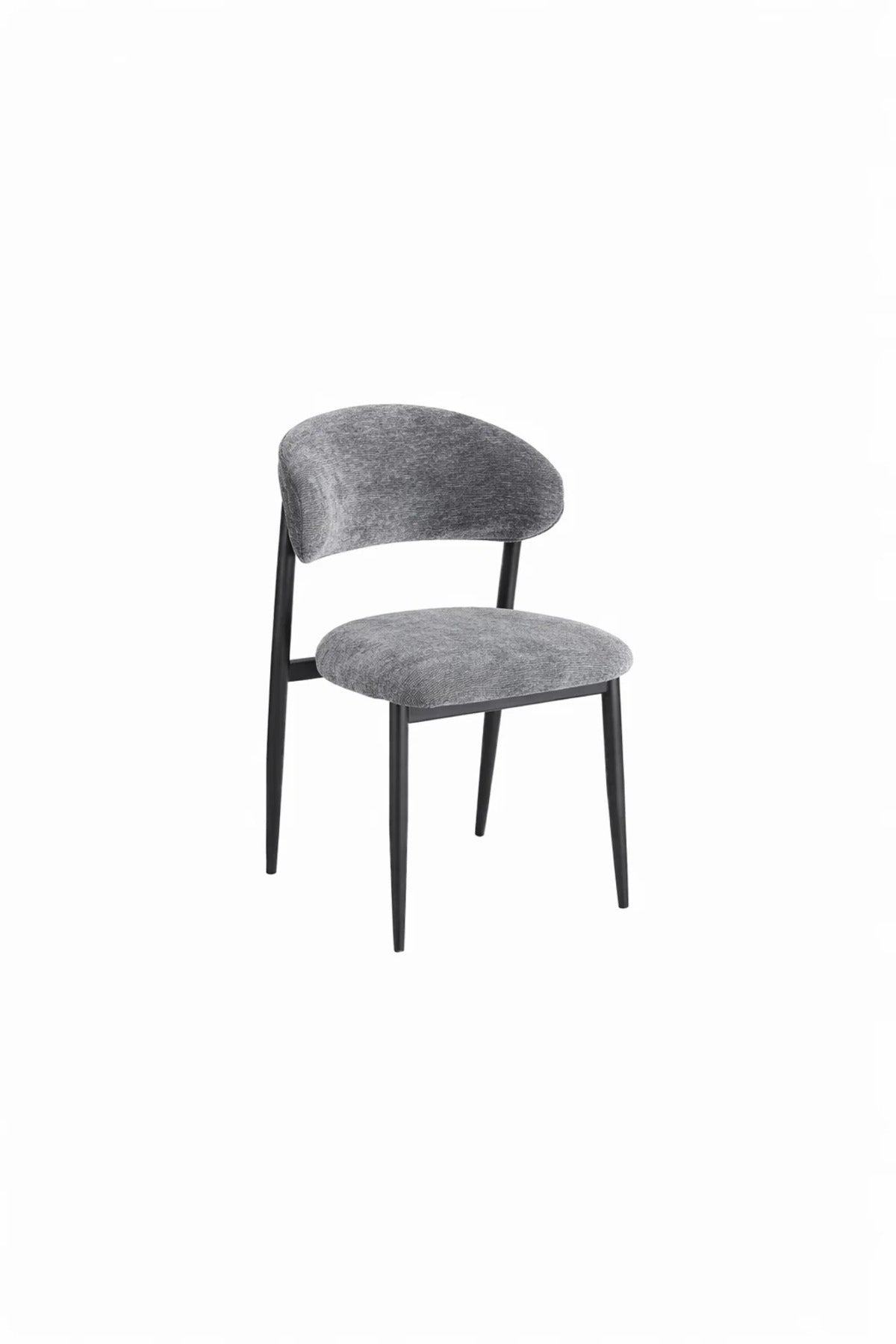 Dark Grey Upholstered Chair with Black Metal Legs, 84x49x48 CM dark grey upholstered