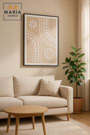 Modern 3D Wall Art Ð Beige Geometric Decorative Panel with Textured Circles 120_80 cm