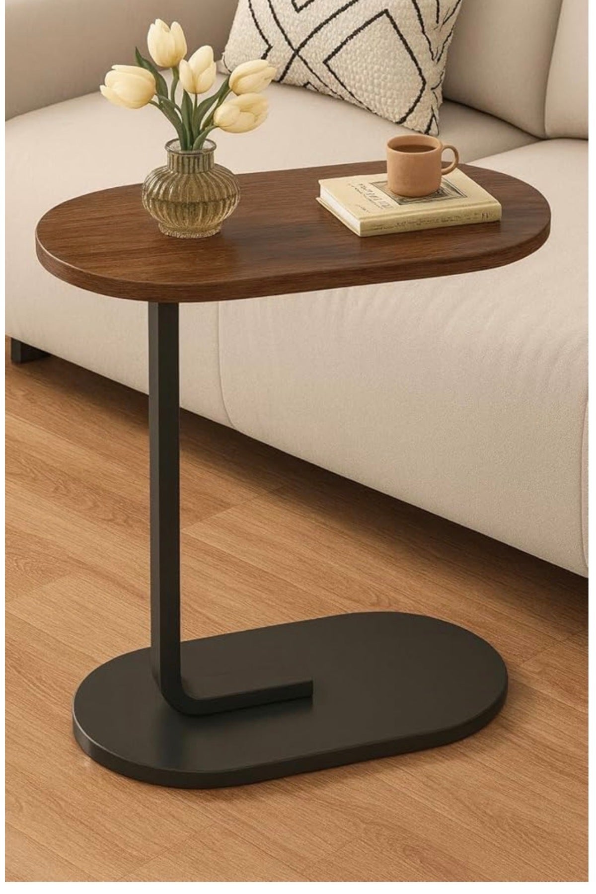 White Bocly Metal Frame Coffee Bed Couch End Table Laptop Holder Table for