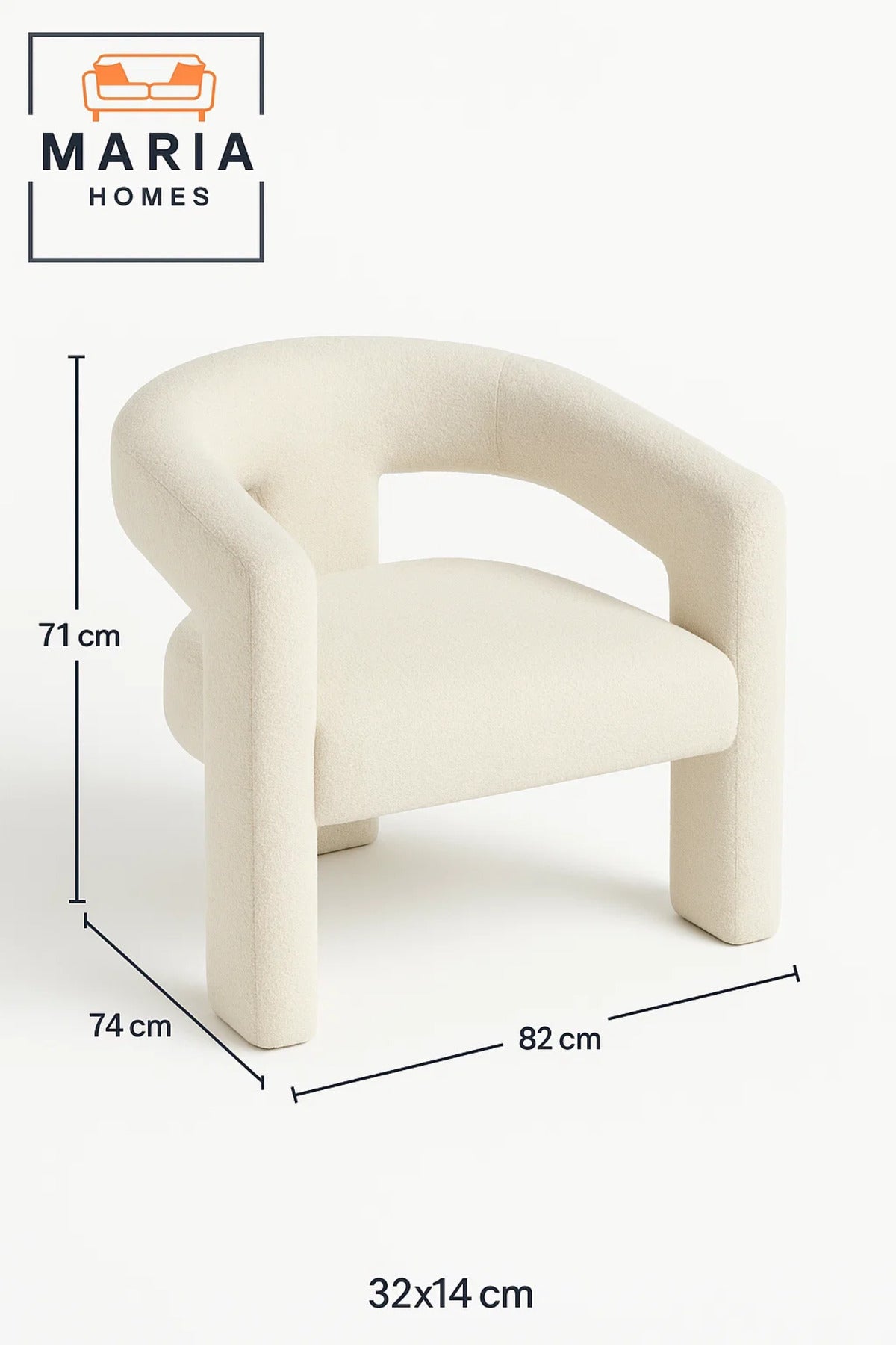 Modern White BouclŽ Accent Chair Ð Cozy & Contemporary Armchair for Home or Office