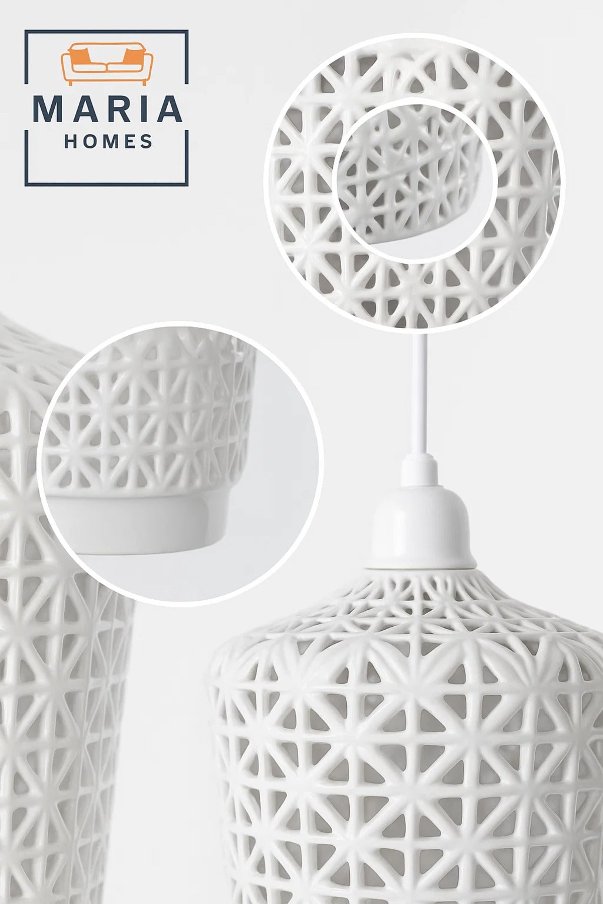White Woven Rattan Pendant Light