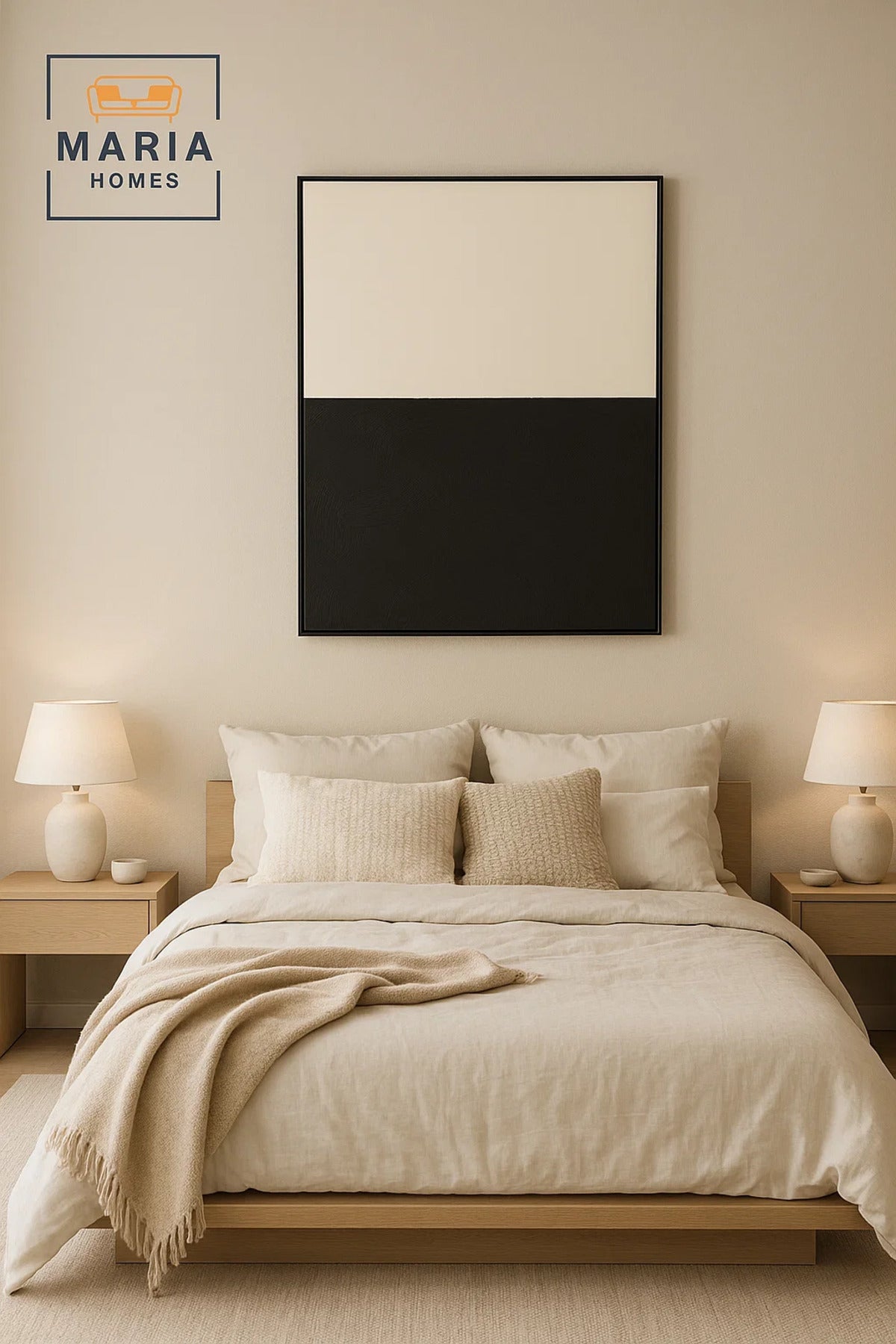 Framed Minimalist Wall Art Ð Half Black & Half White Textured Abstract and Size 100*140 cm