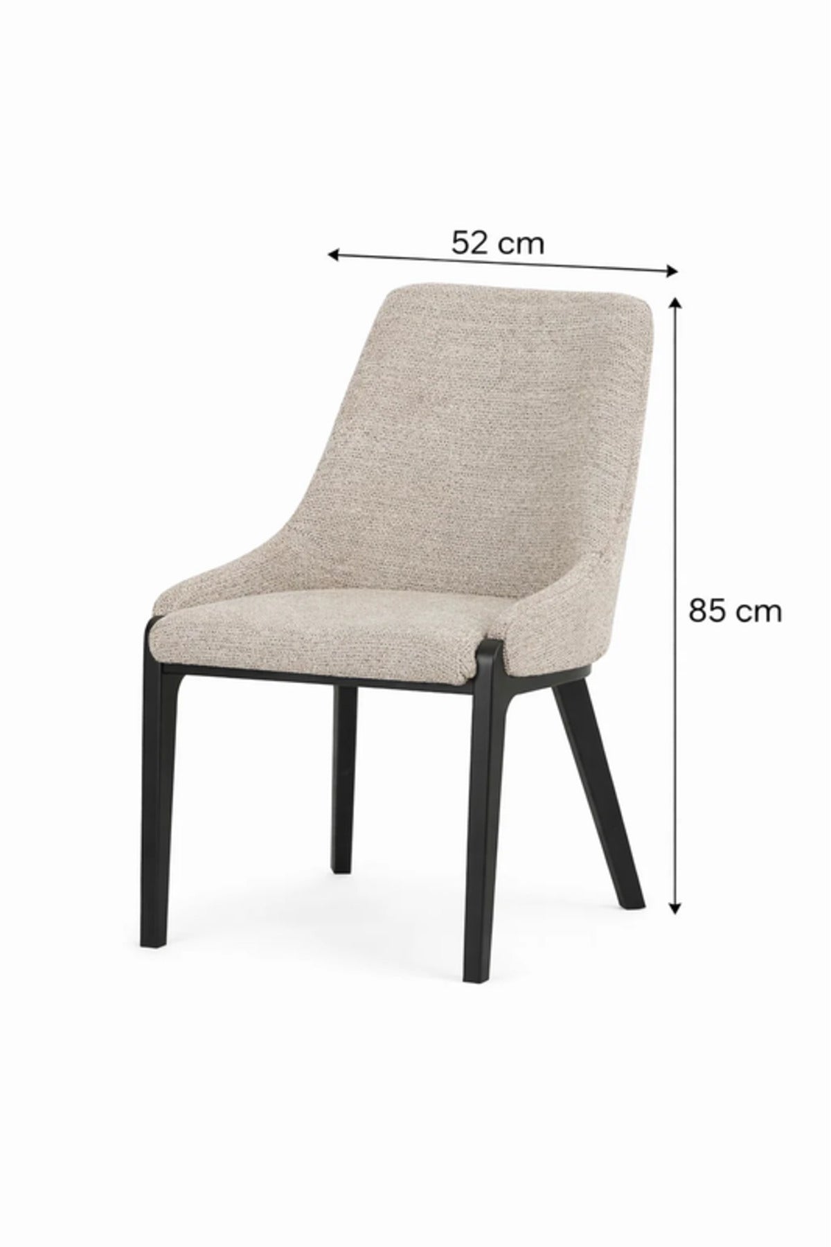 Modern Beige Fabric Dining Chair with Black Wooden Legs for Dining Room Seating
