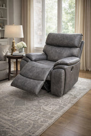 Luxury Dark Grey Single Recliner Sofa Chair with Cup Holder and Manual Mechanism for Living Room Use