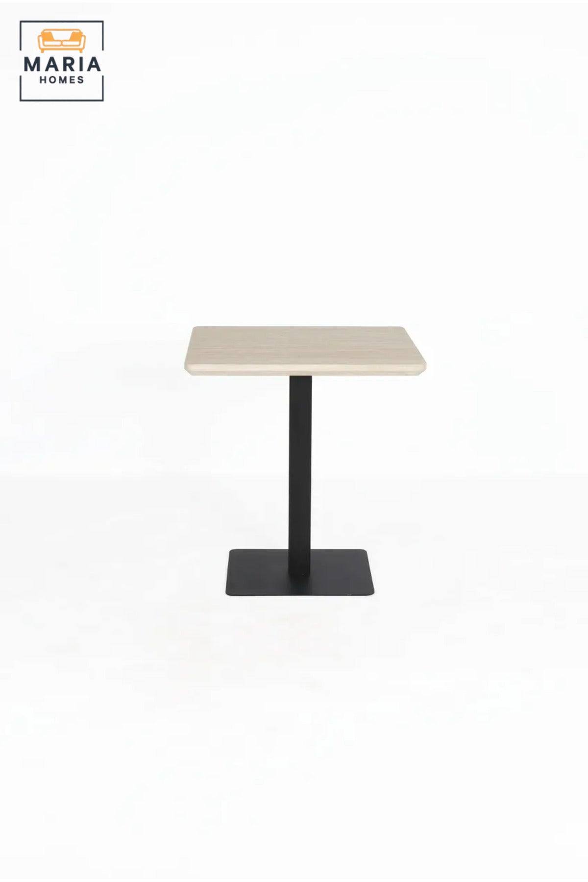 Modern Square Café Table with Marble-Effect Top and Black Pedestal Base for Coffee Shop, Restaurant, Bistro, Hotel and Indoor Dining Area