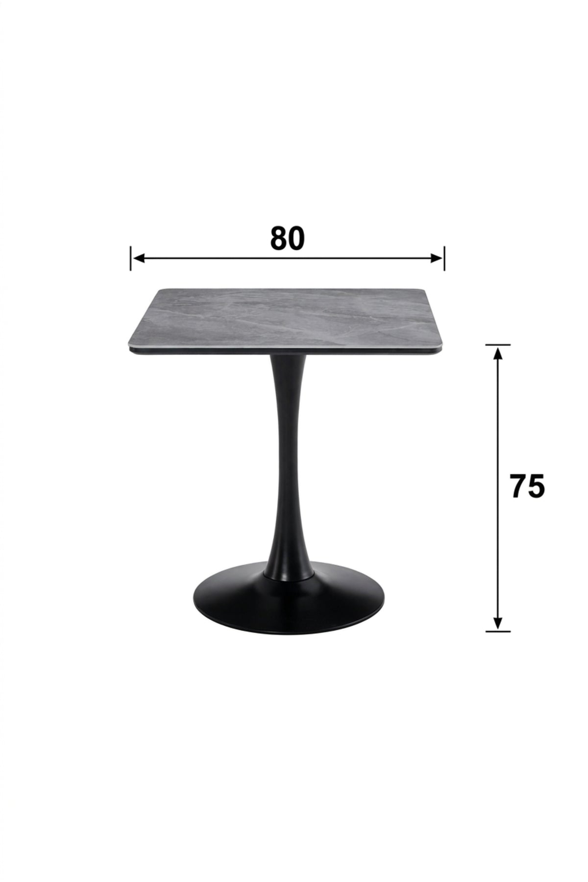 Modern Square Marble Dining Table with Metal Pedestal Base for Cafe Restaurant Furniture