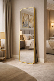 Modern Gold Floor Mirror 170x50cm Aluminum Frame Shatterproof Full Body Bedroom Dressing Decor