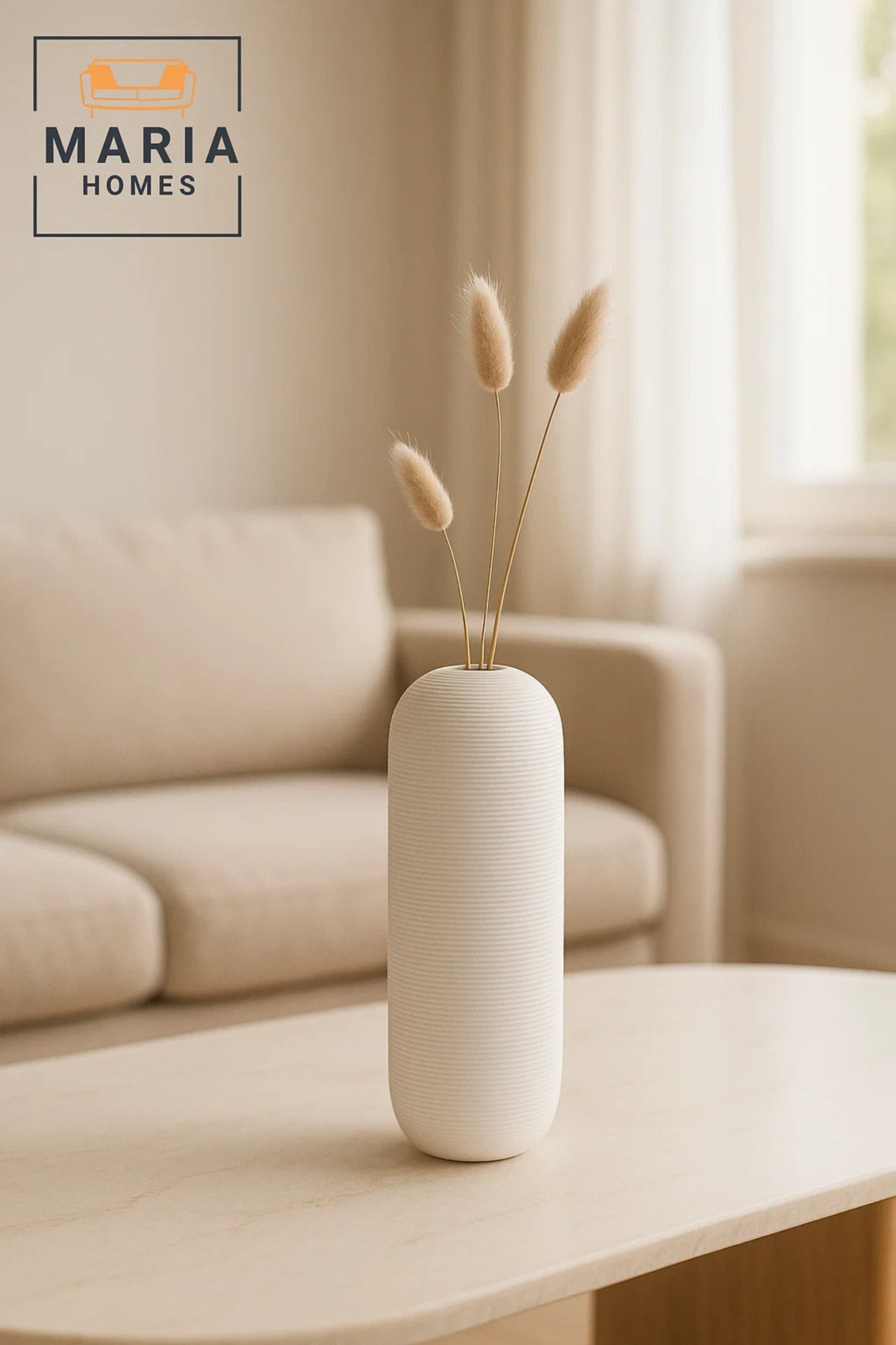 Modern Tall White Decorative Vase Ð Minimal Ceramic Flower Vase for Home and Office DŽcor