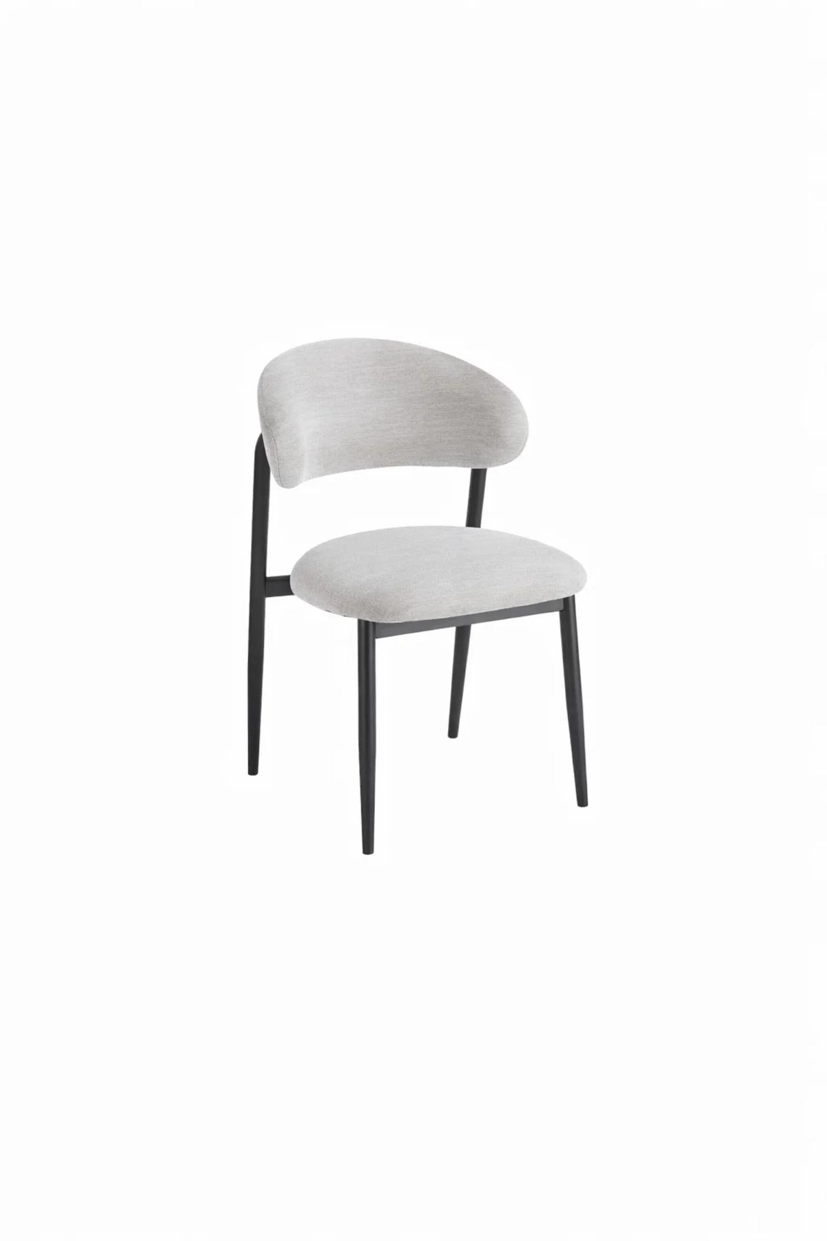 Light Grey Upholstered Chair with Black Metal Legs, 84x49x48 CM light grey upholstered