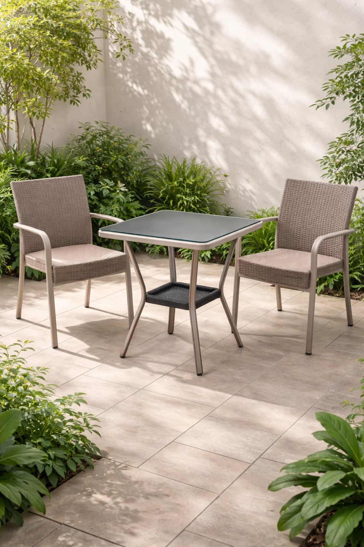 Modern Beige Caf≈Ω Table with Glass Top √ê Compact Square Coffee Table