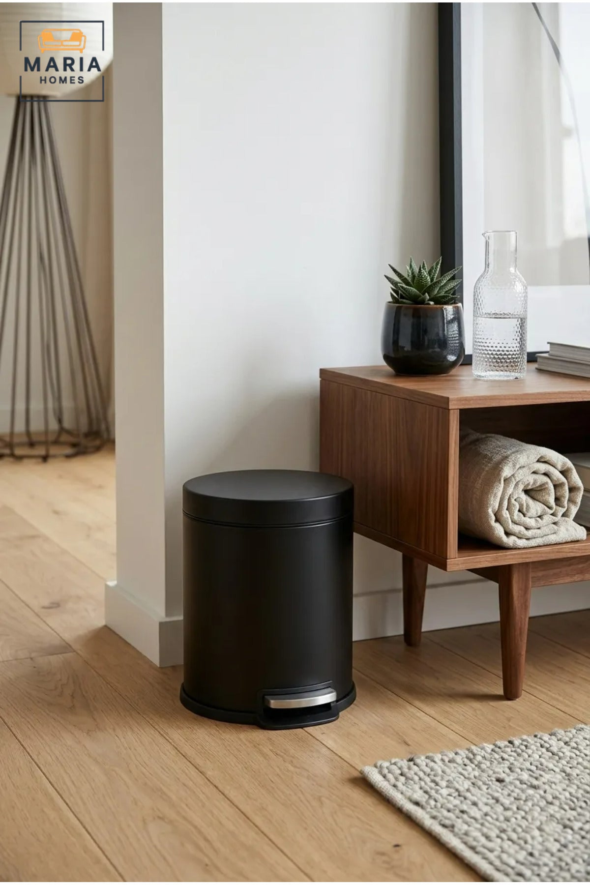 Compact Round Pedal Trash Bin with Lid, Small Hands-Free Waste Container for Bathroom, Bedroom, Office, Vanity Area and Compact Spaces