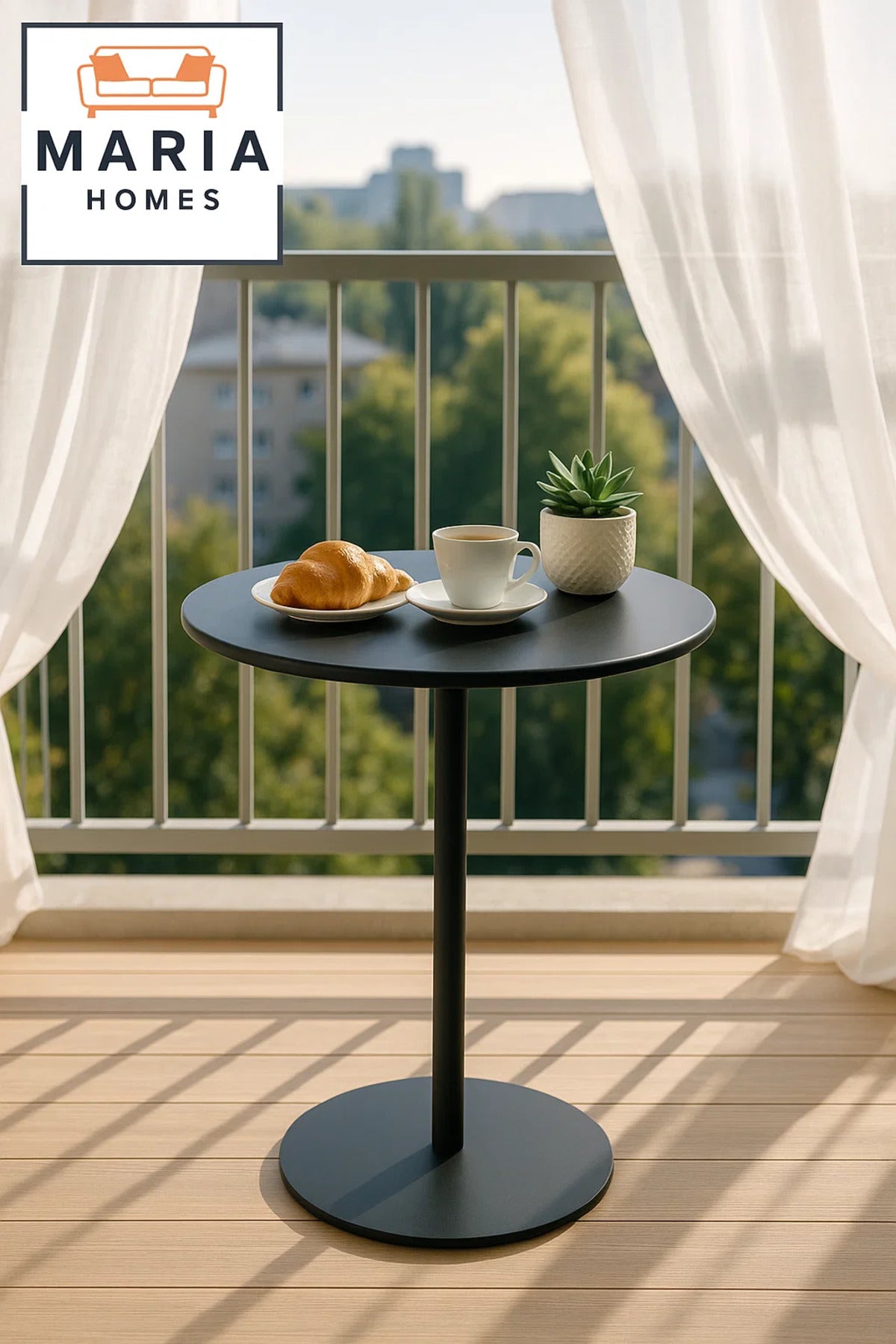 Minimalist Round Black Side Table with Pedestal Base