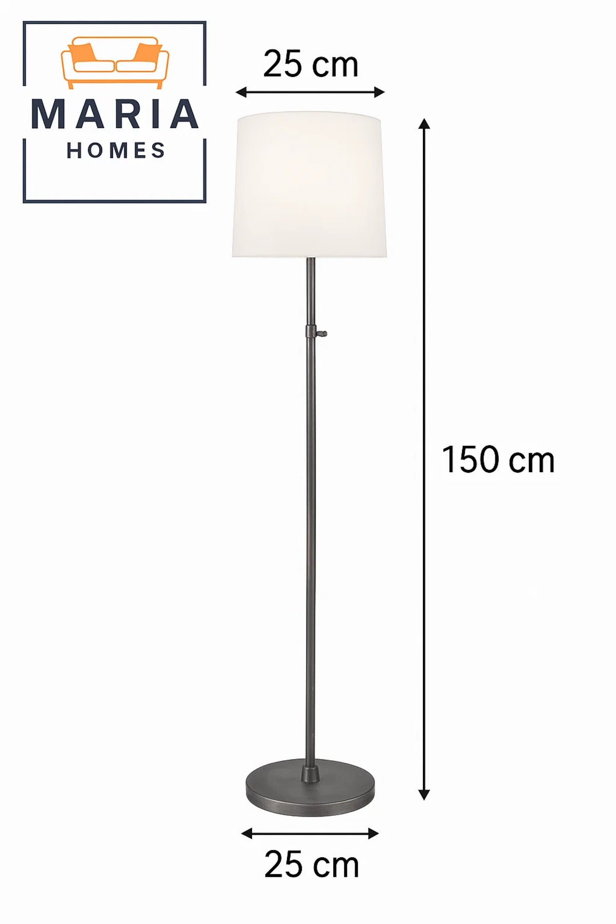 Adjustable Floor Lamp with Brushed Metal Stand and White Shade