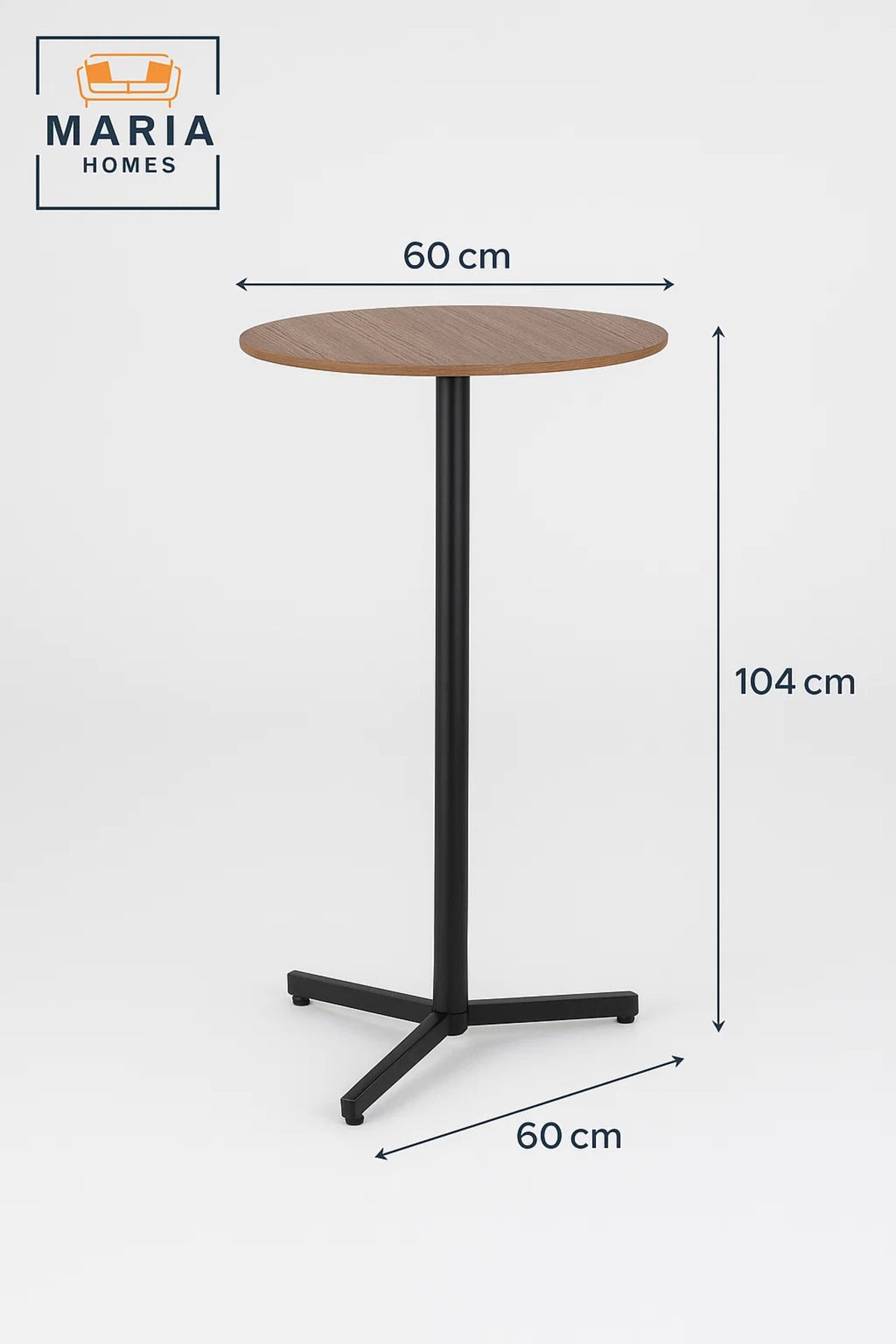 Modern Brown Round High Table 60_104 cm Ð Tall CafŽ Bar Table with Metal Base