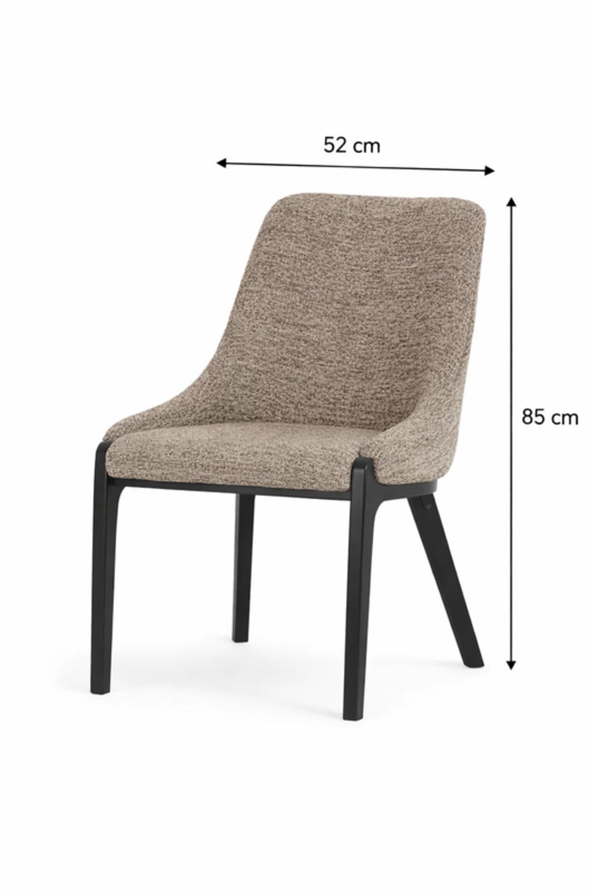 Modern Coffee Fabric Dining Chair with Black Wooden Legs for Dining Room Seating