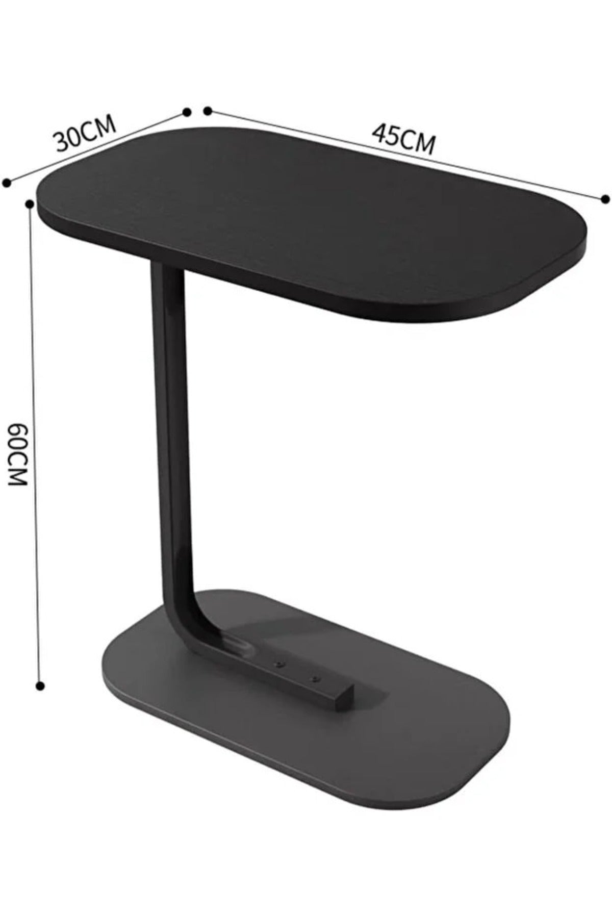C Shaped Side Table with Metal Frame Coffee Bed Couch End Table Laptop Holder Table for