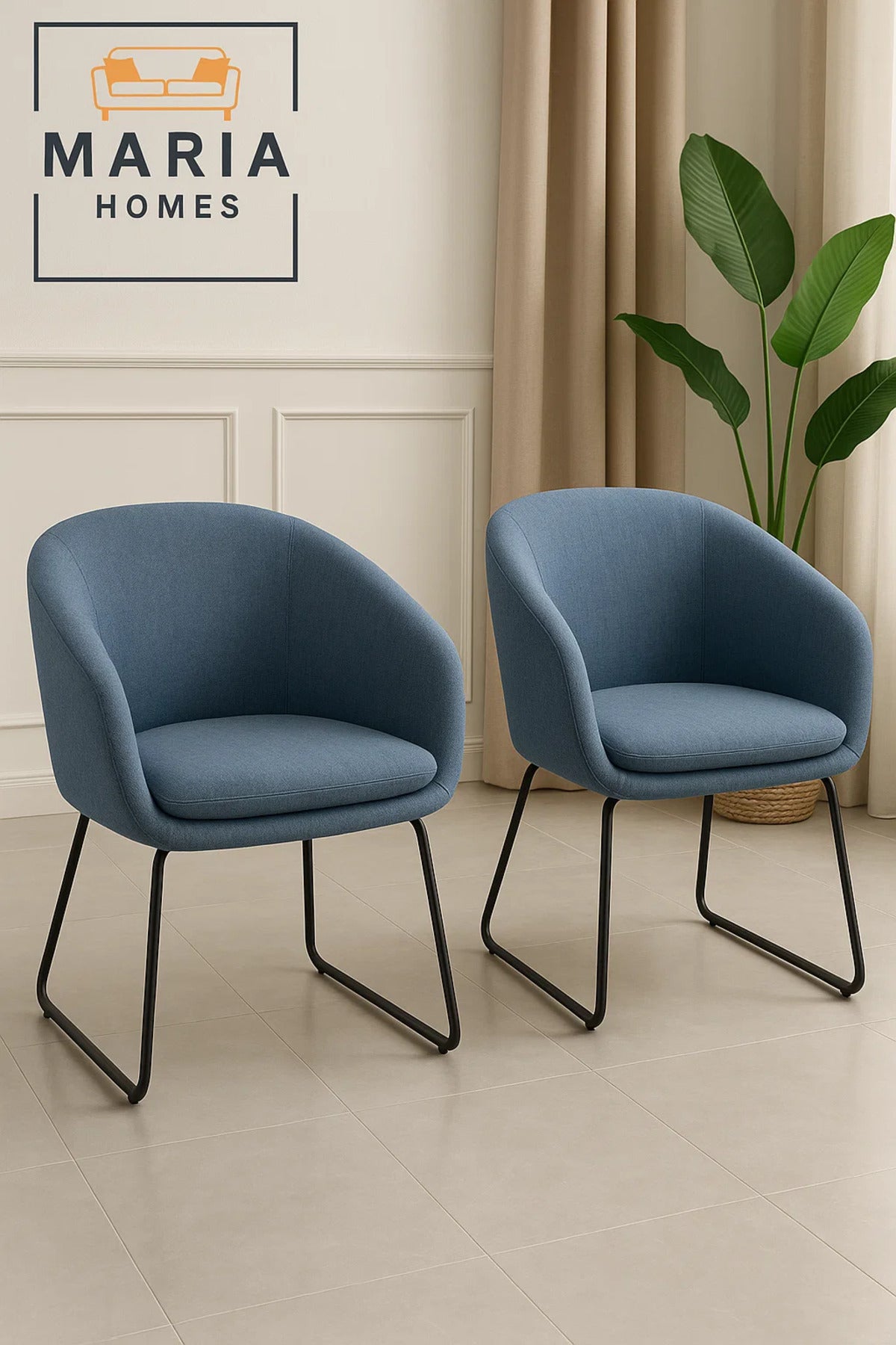 Modern Blue Fabric Accent Chair with Sleek Metal Legs Ð Ideal for Home & Office