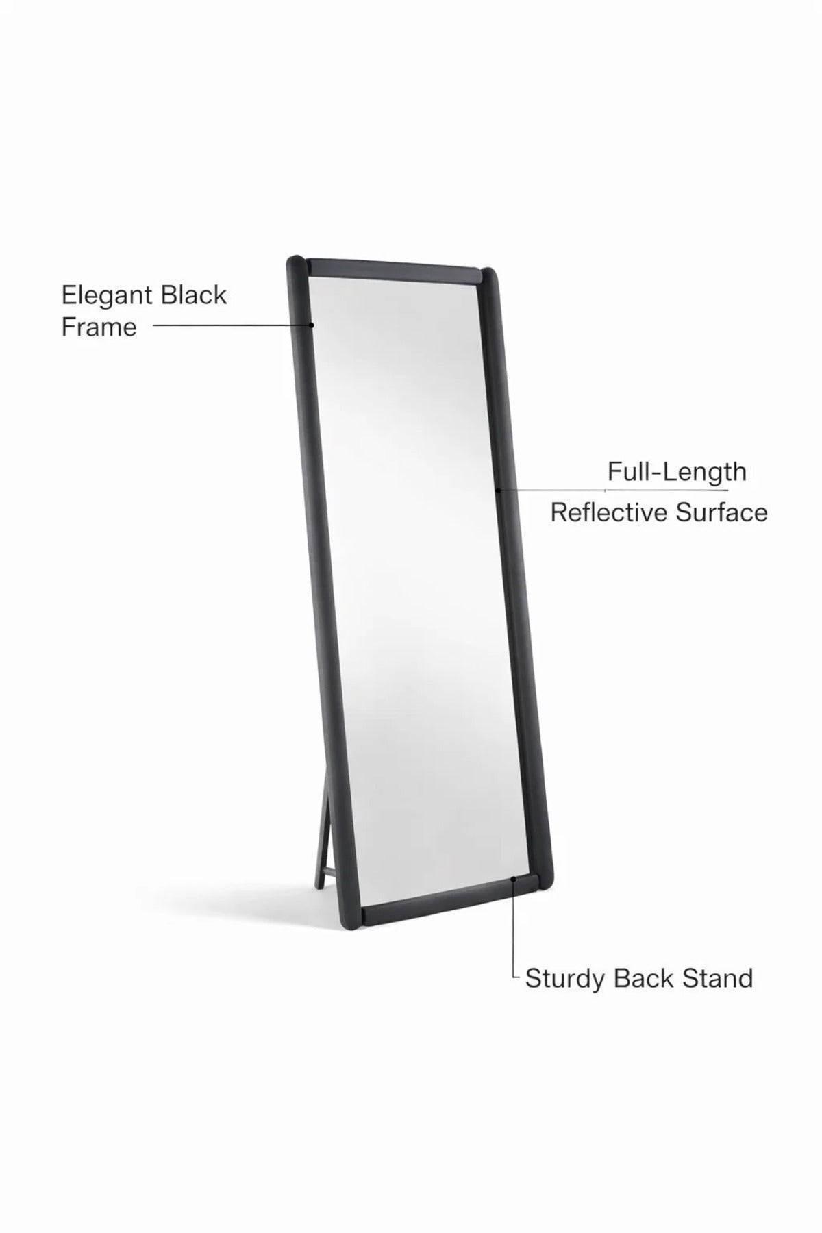 Black Full Length Standing Mirror 80x180cm Modern Floor black full length