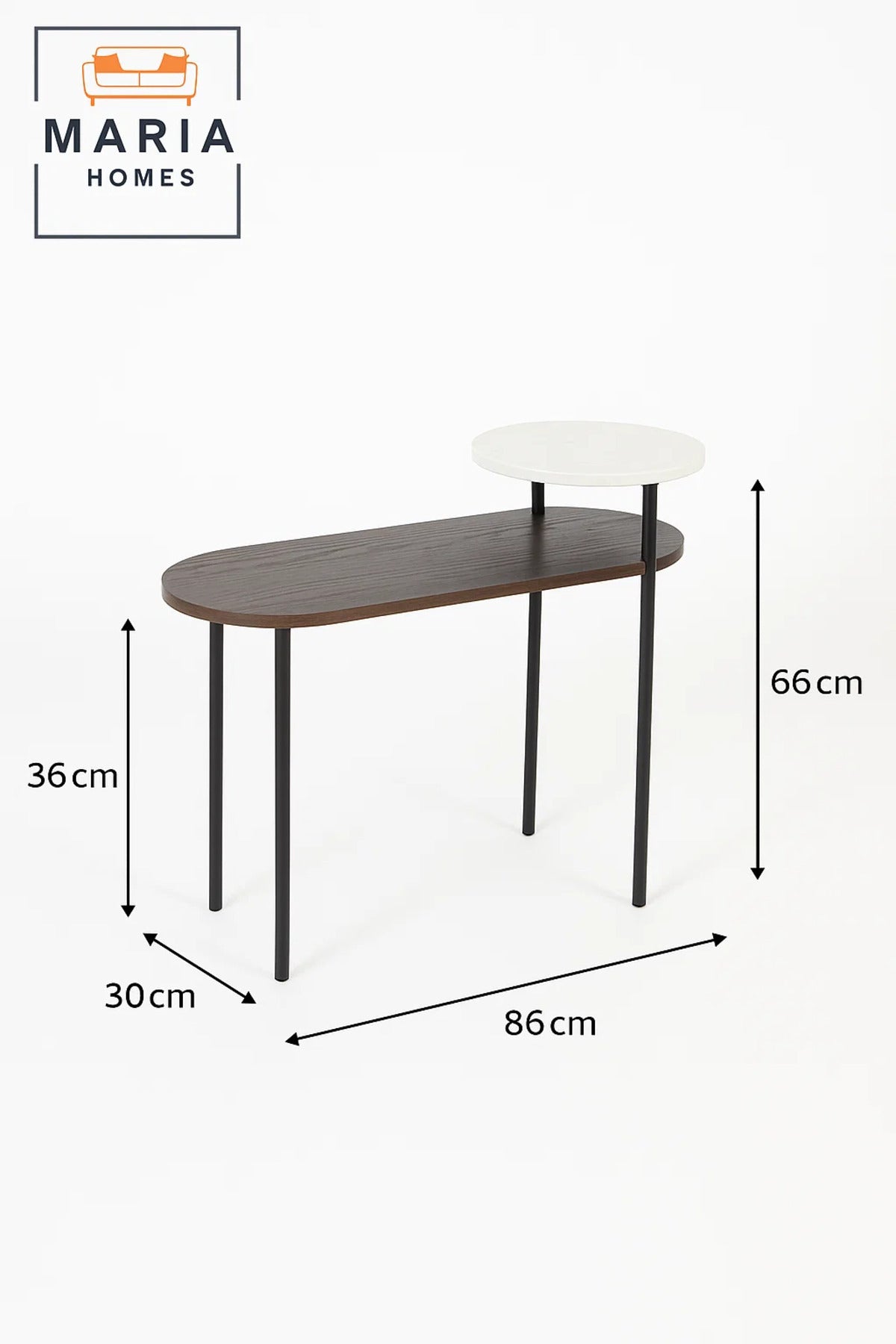 Dual-Level Side Table with Dark Wood and White Marble Top Ð Modern Chic Design