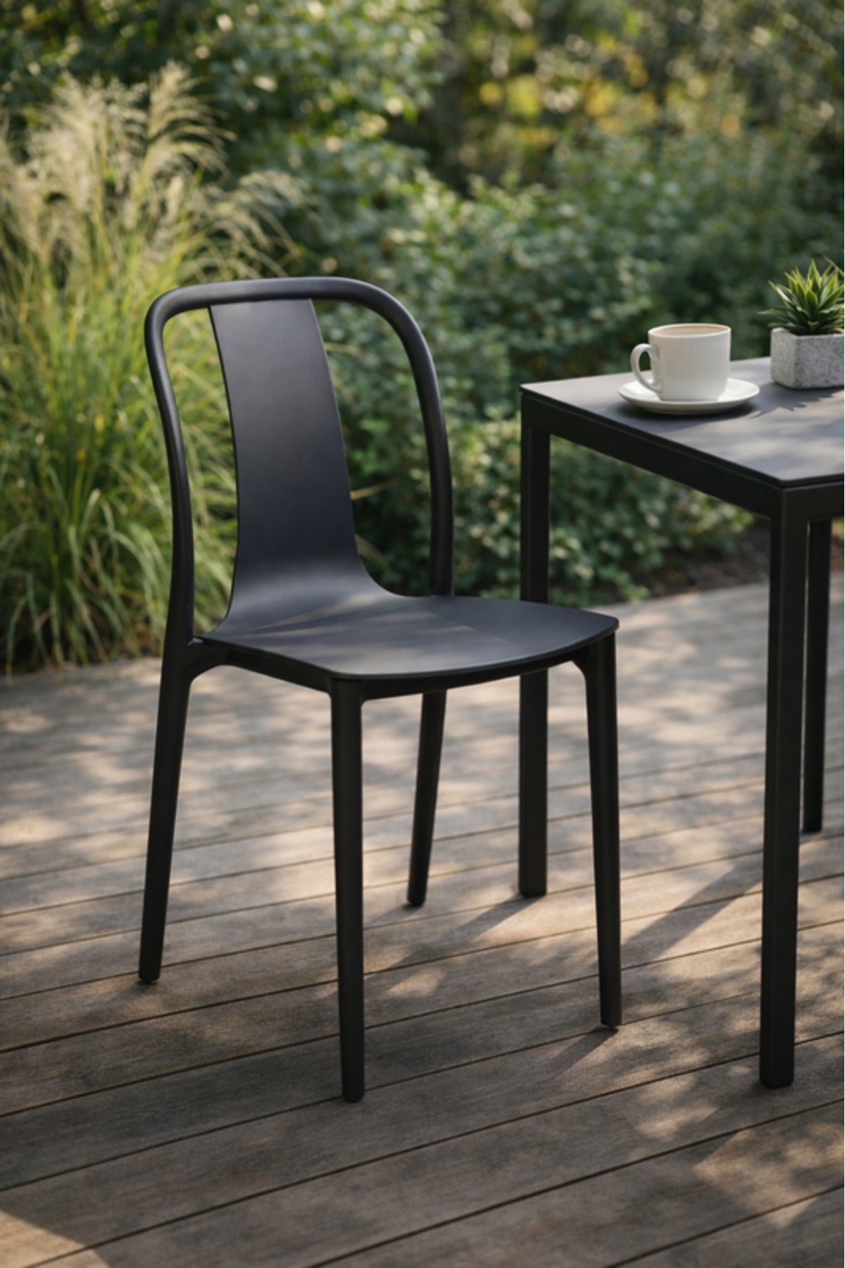Dark Grey Plastic Chair, 88x41x47 CM dark grey plastic Garden Chair