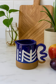Dark Blue and White Ceramic Jug Ð Artistic Modern Decorative Pitcher