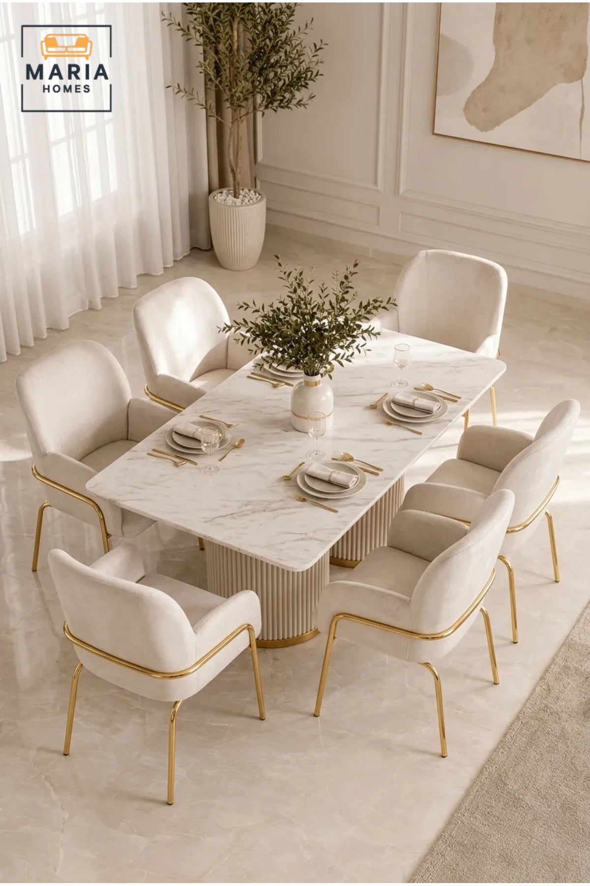 Beige Velvet Accent Chair with Gold Metal Legs √ê Modern Upholstered Armchair for Dining Room, Living Room, Bedroom & Lounge