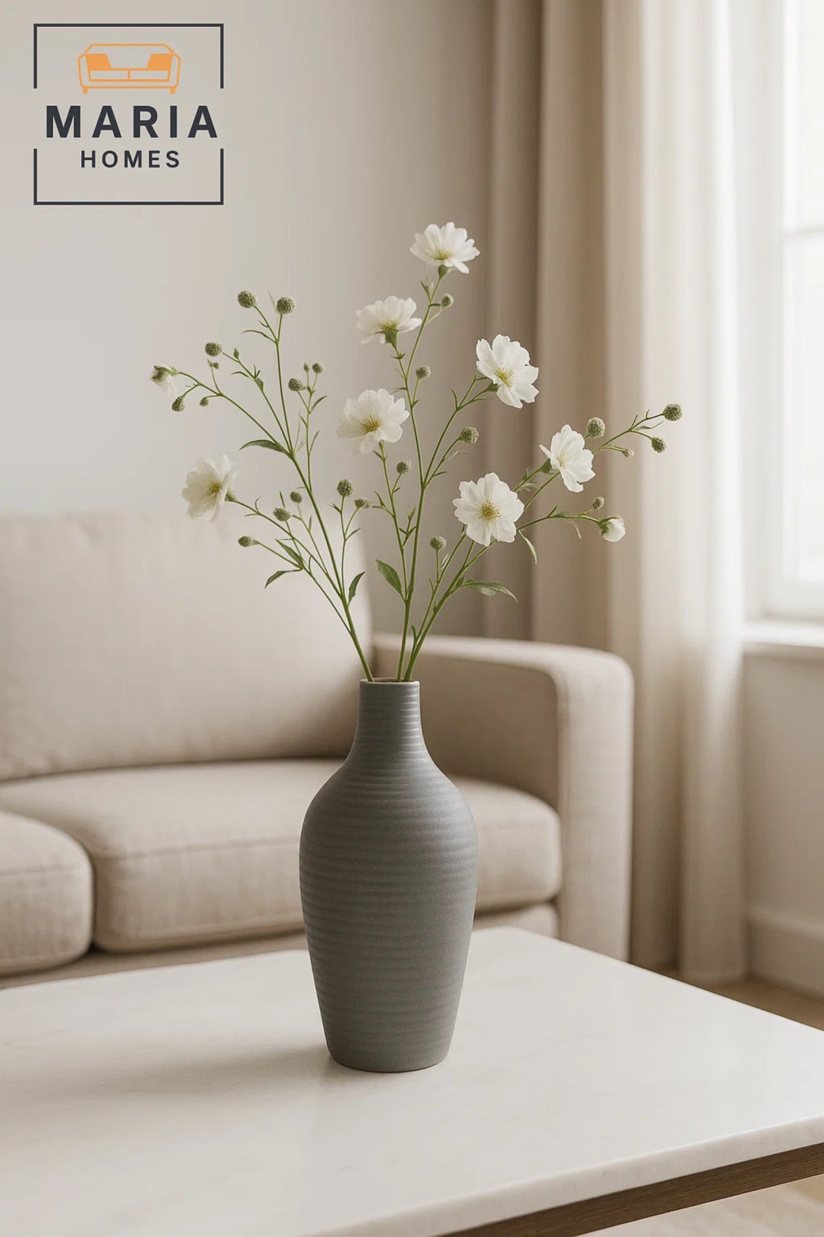 Modern Grey Decorative Vase Ð Ceramic Table Vase for Home and Office Decor