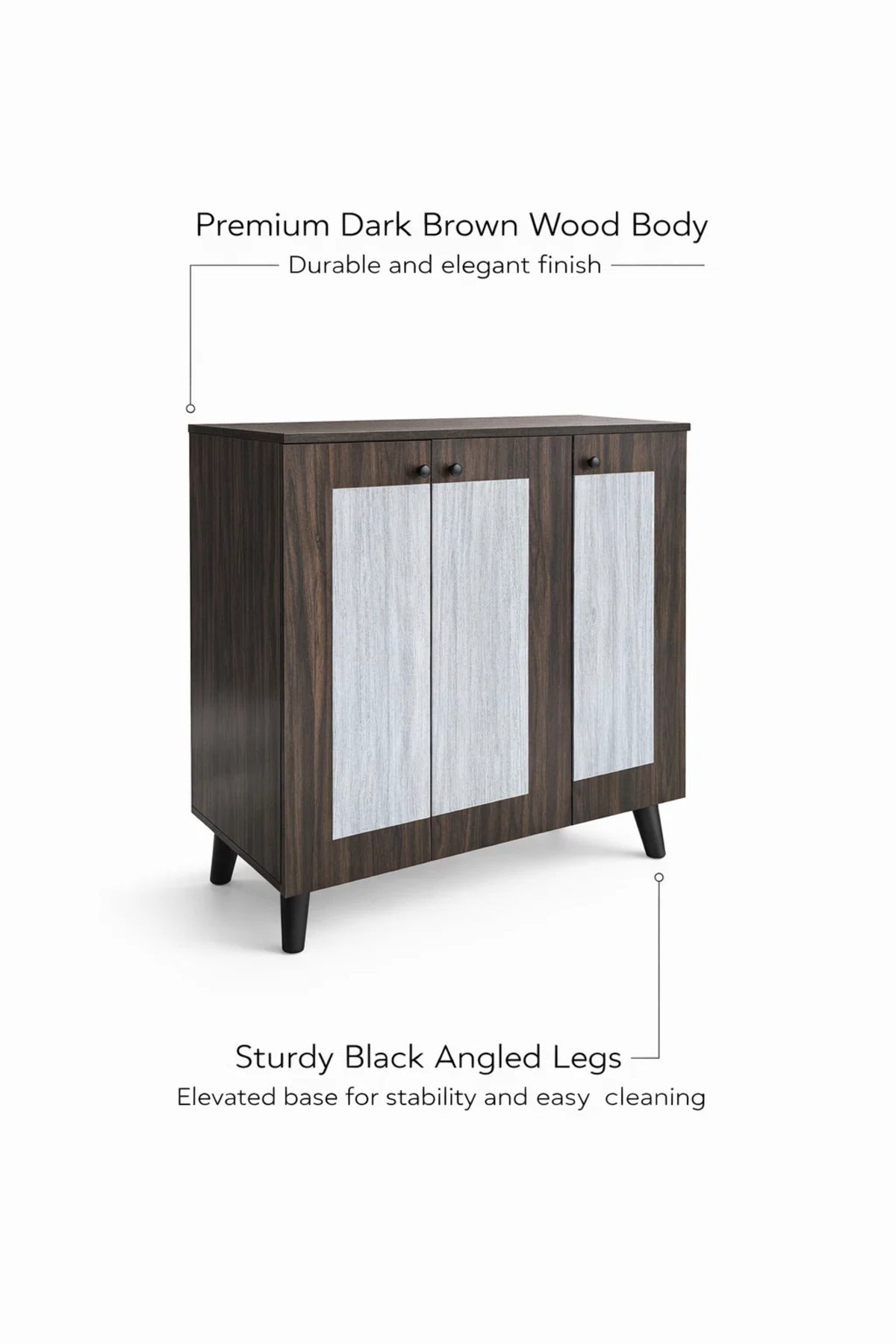 Stylish Wooden Shoe Cabinet Storage Rack with Double Doors and Shelves for Hallway Entrance Decor