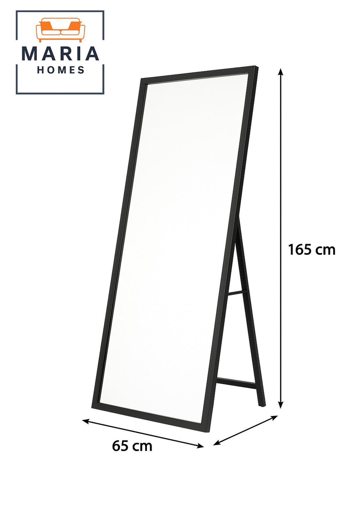 Modern Full-Length Standing Mirror Ð Black Frame, 165x65 cm