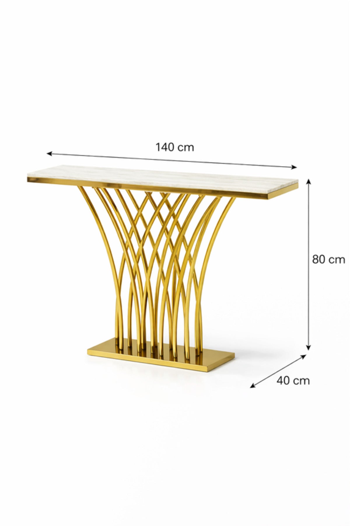 Gold Stainless Steel Console Table with Marble Top 140_40 cm Modern Entryway gold
