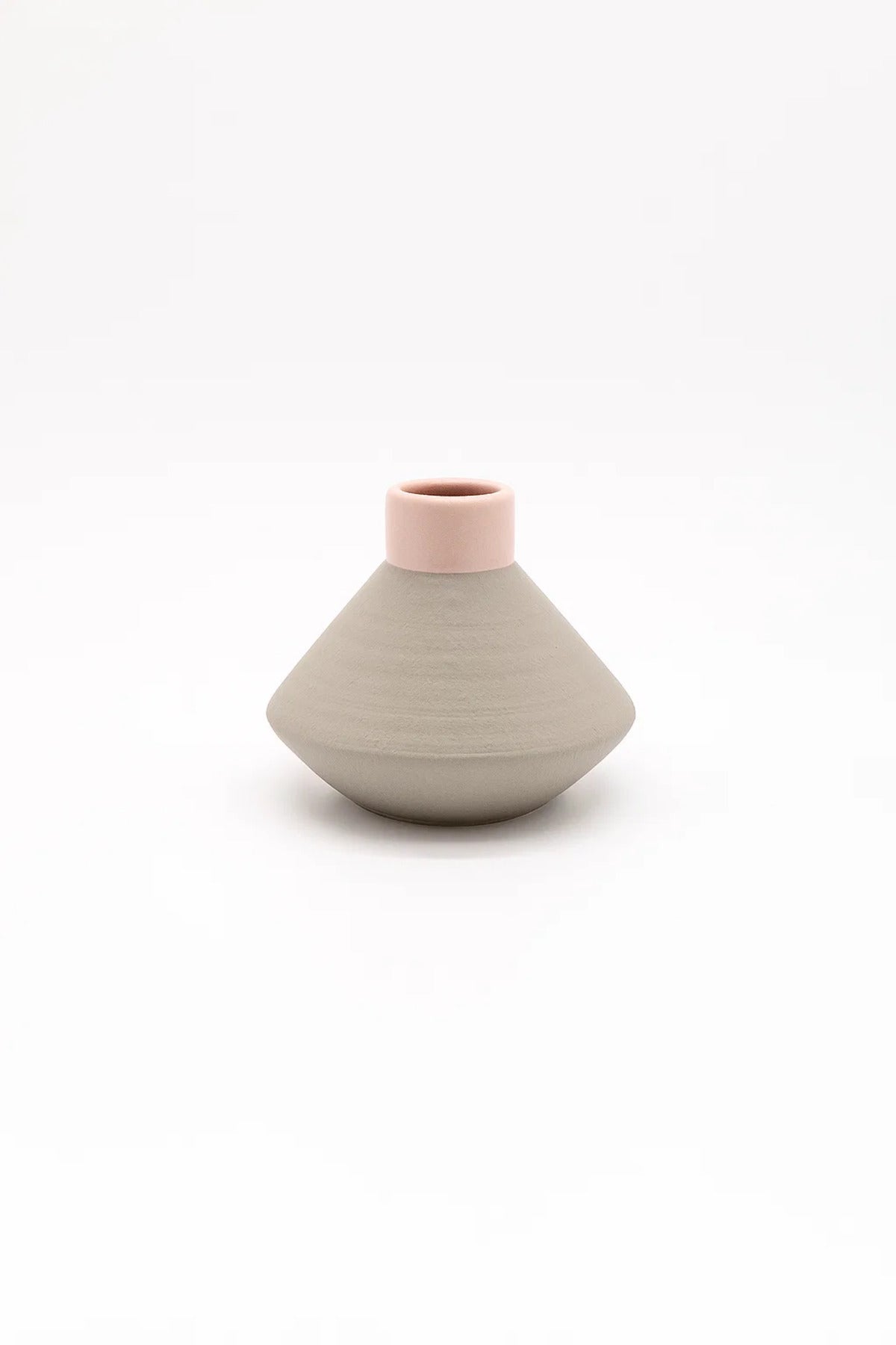 Grey and Pink Ceramic Modern Vase – Minimalist Decorative Flower Pot for Home and Office Décor