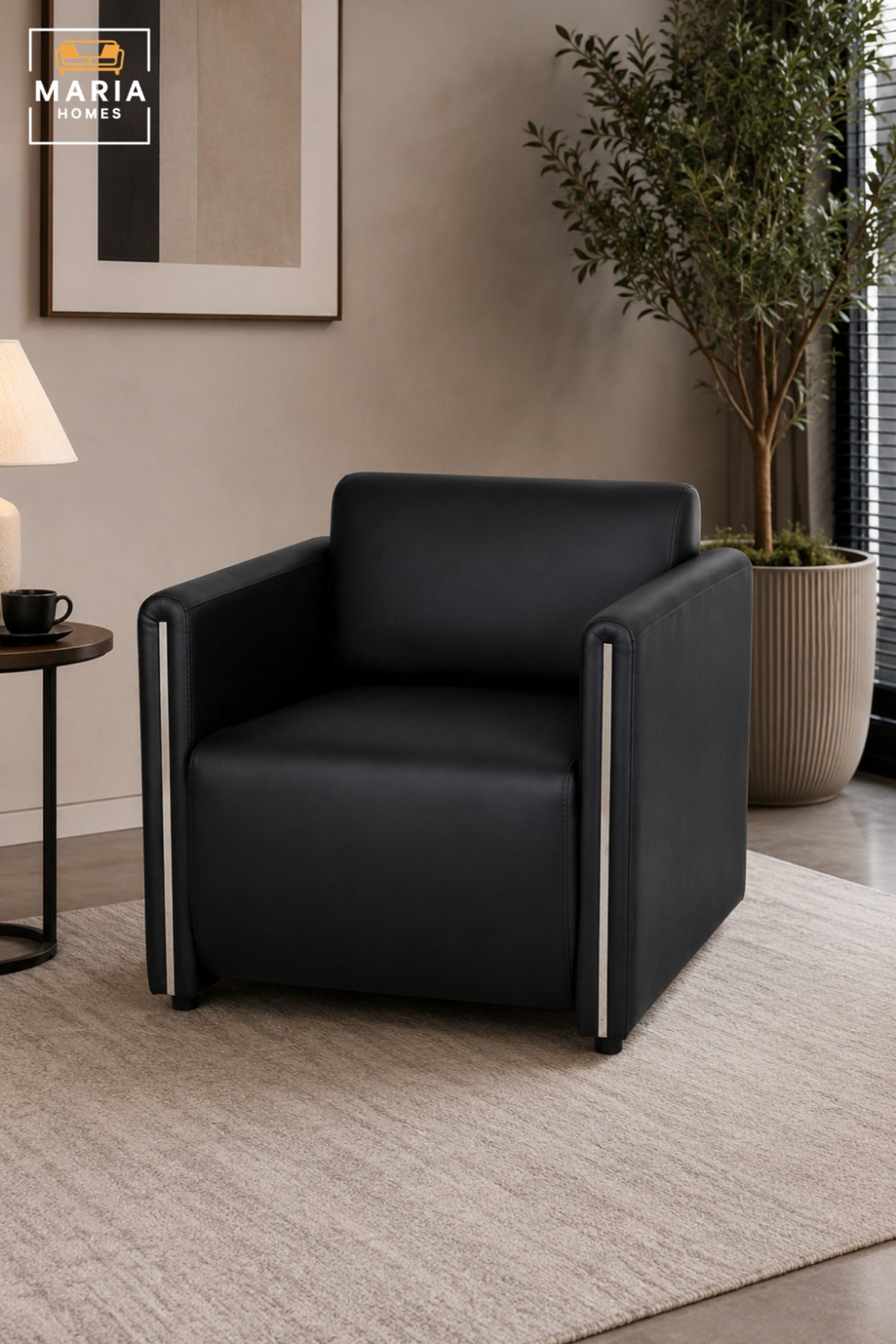 Modern Single Seater Armchair with Padded Seat & Supportive Backrest | Contemporary Accent Chair for Office, Reception, Lounge & Waiting Area