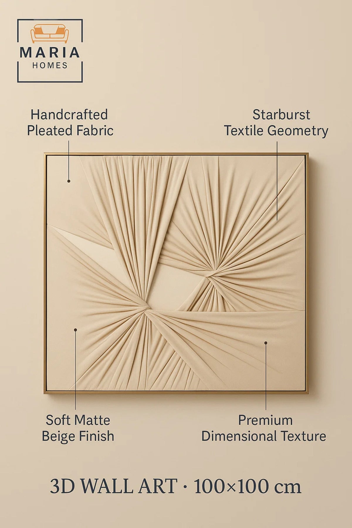 Beige Textured Abstract Wall Art – Modern Minimalist Canvas Decor for Living Room & Bedroom 100*100