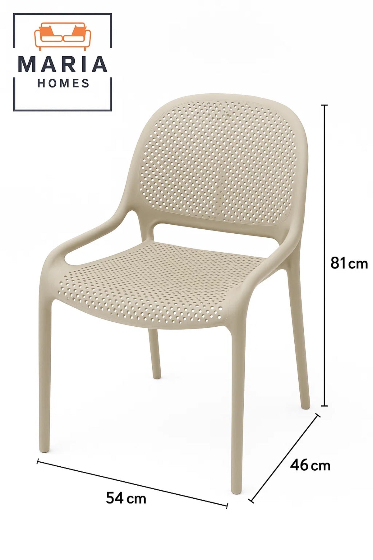 Beige Ventilated Plastic Armchair Ð Modern Perforated Chair for Indoor, Outdoor, or CafŽ Seating