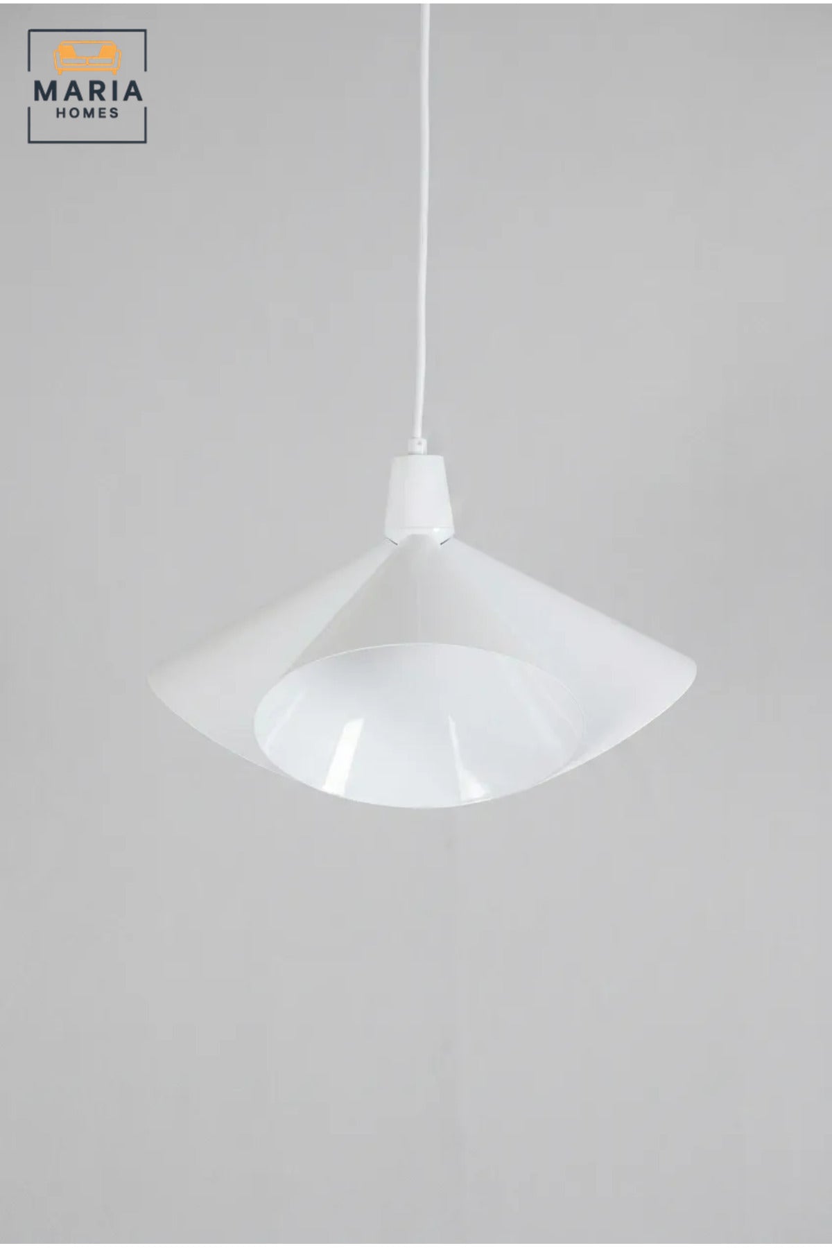 Modern White Pendant Light with Sculptural Metal Shade and Diffuser, Hanging Ceiling Lamp for Dining Room, Kitchen Island, Living Room, Café and Restaurant