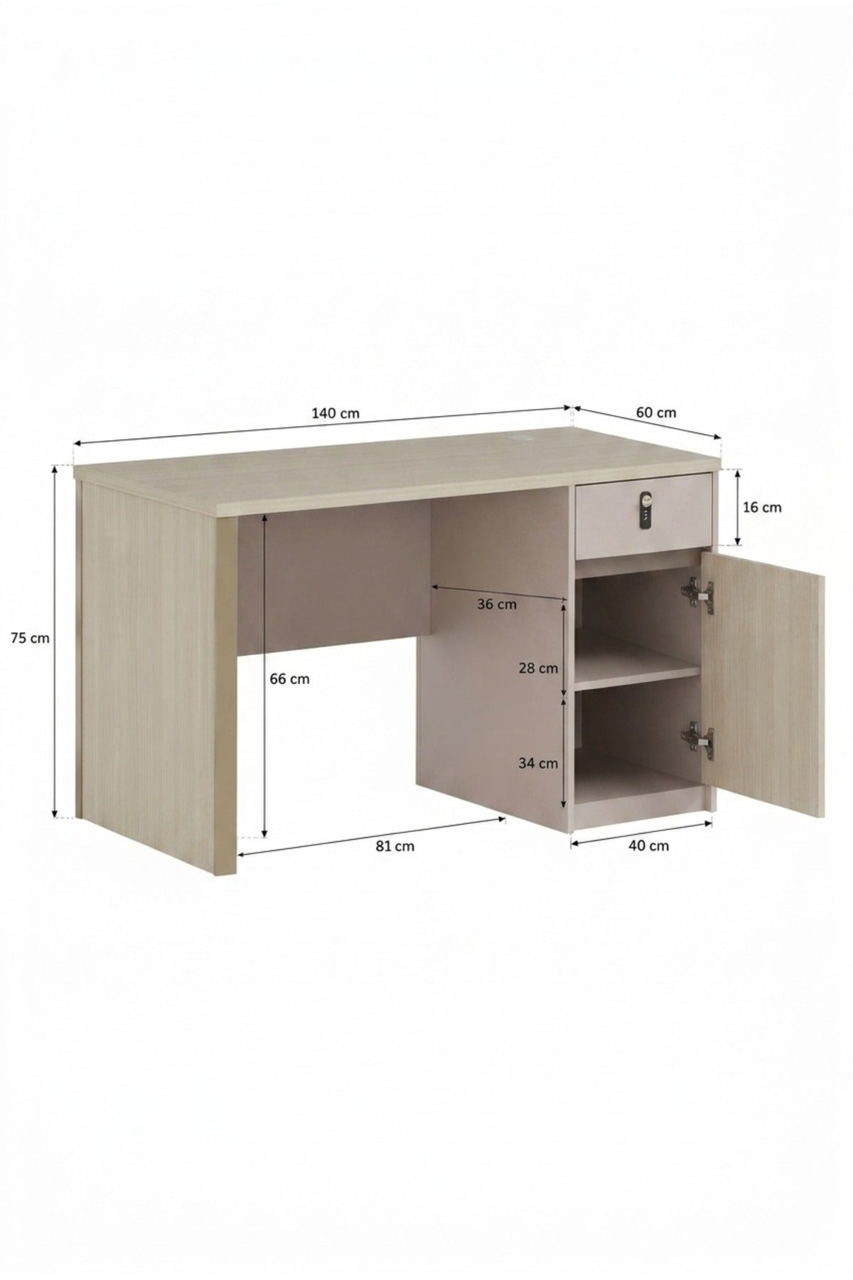 Compact Office Desk with Lockable Storage Cabinet √ê Modern Study & Workstation Table