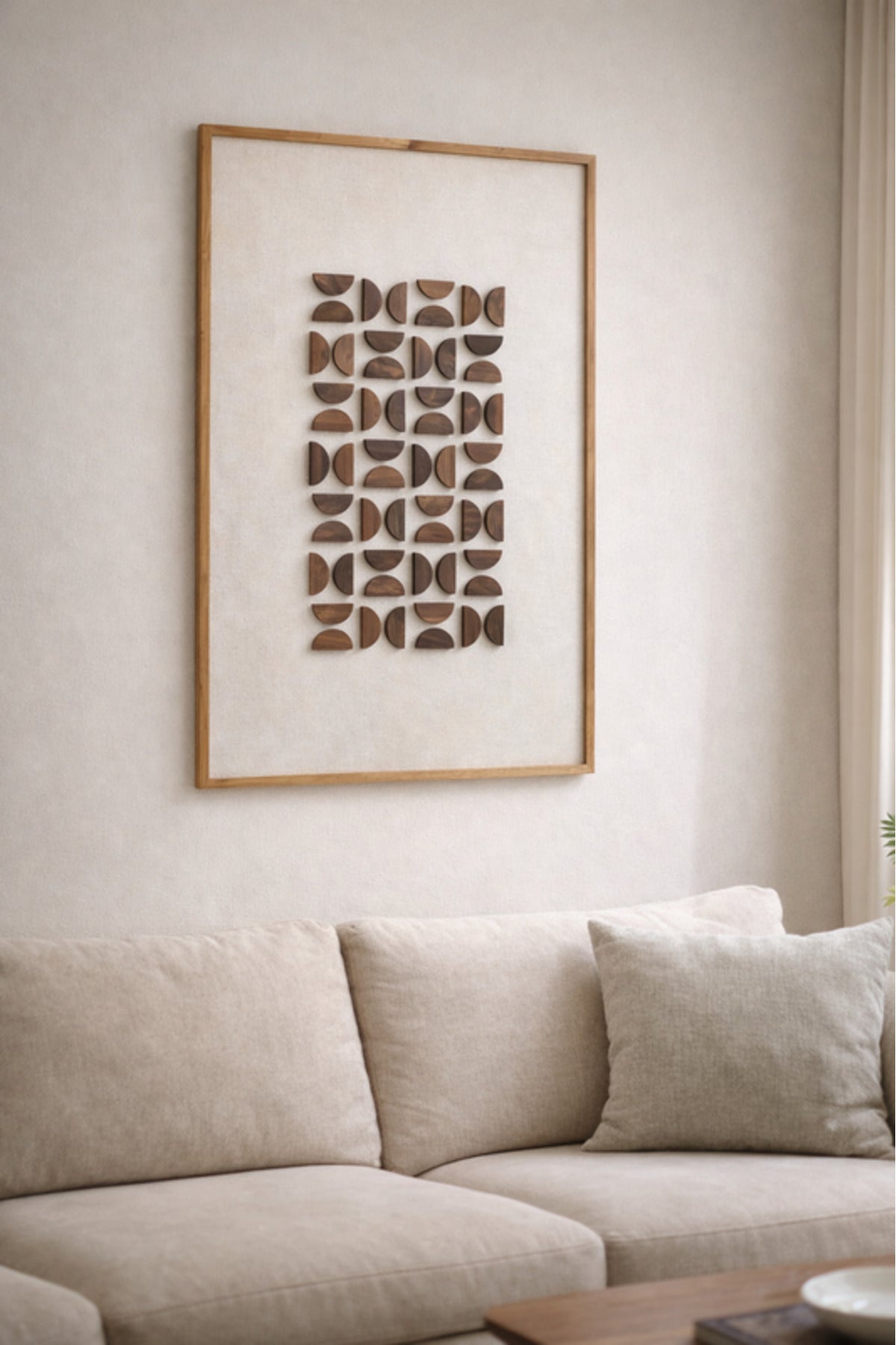 Natural Wood Geometric Wall Art with Wooden Frame Decorative Panel natural wood