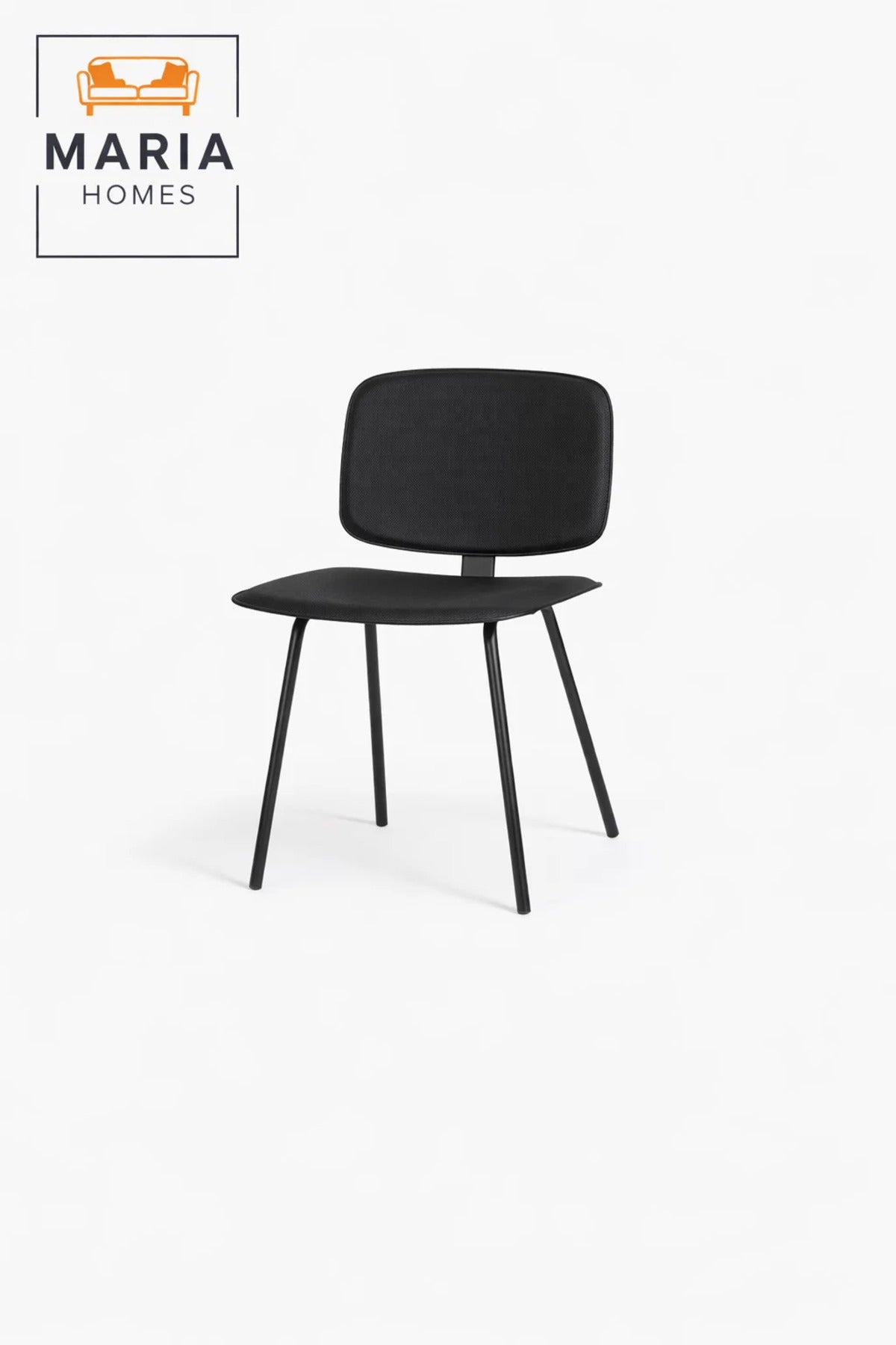 Black Dining Chair, Modern Comfortable Chair, Sturdy Metal Frame Chair