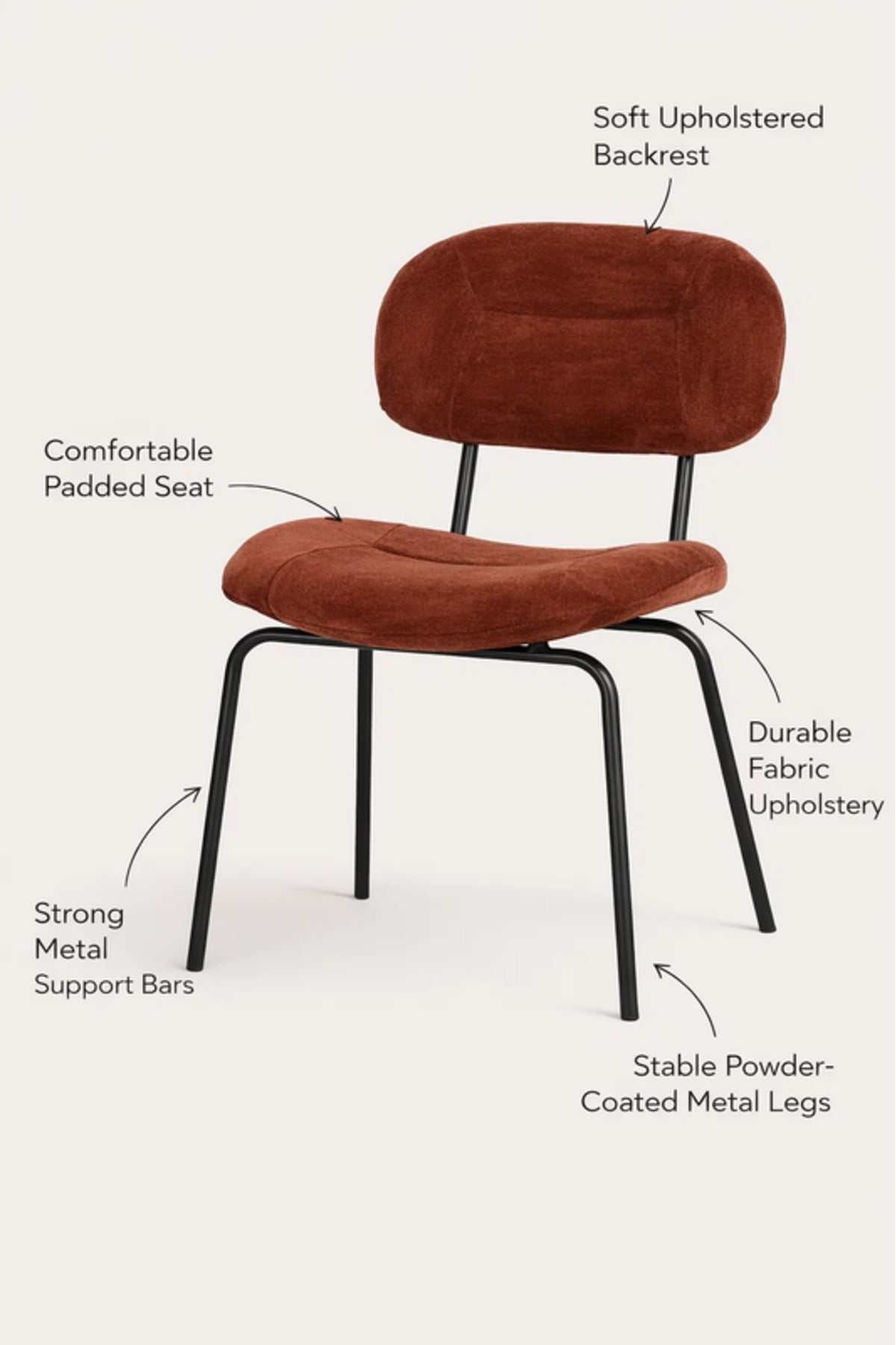 Modern Red Velvet Dining Chair with Metal Legs Comfortable Dining Room Chair