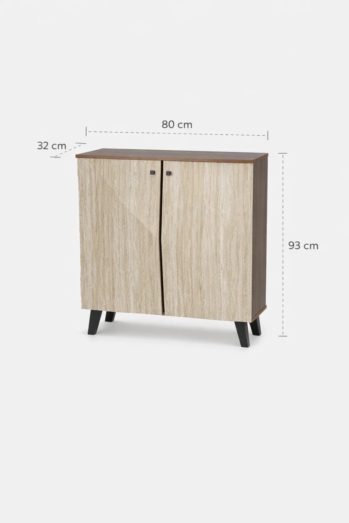 Dark Brown and Beige Shoe Cabinet with Minimal Design 80 x 32 x 93 cm