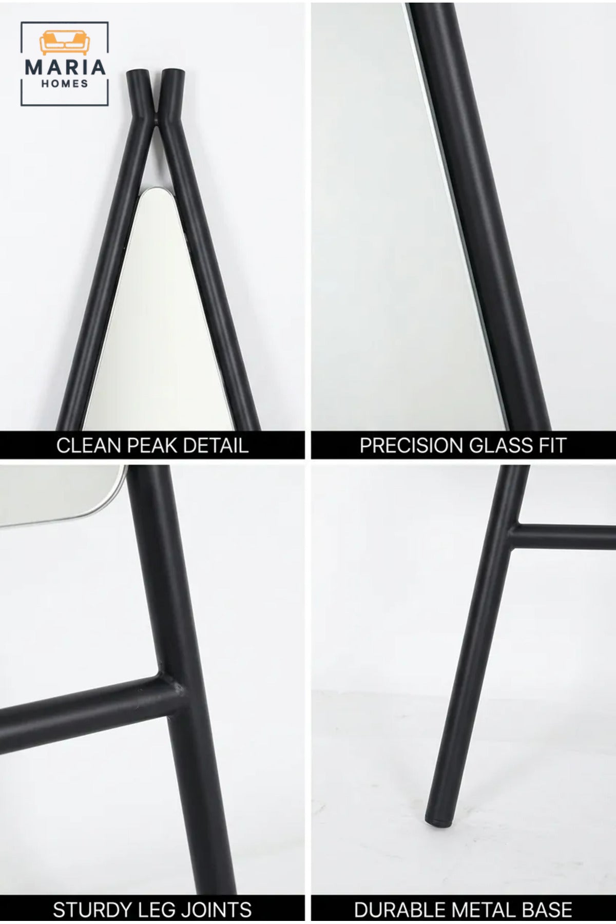 Modern Full Length Floor Mirror with Triangular A-Frame Stand, Freestanding Dressing Mirror for Bedroom, Dressing Room, Entryway and Boutique