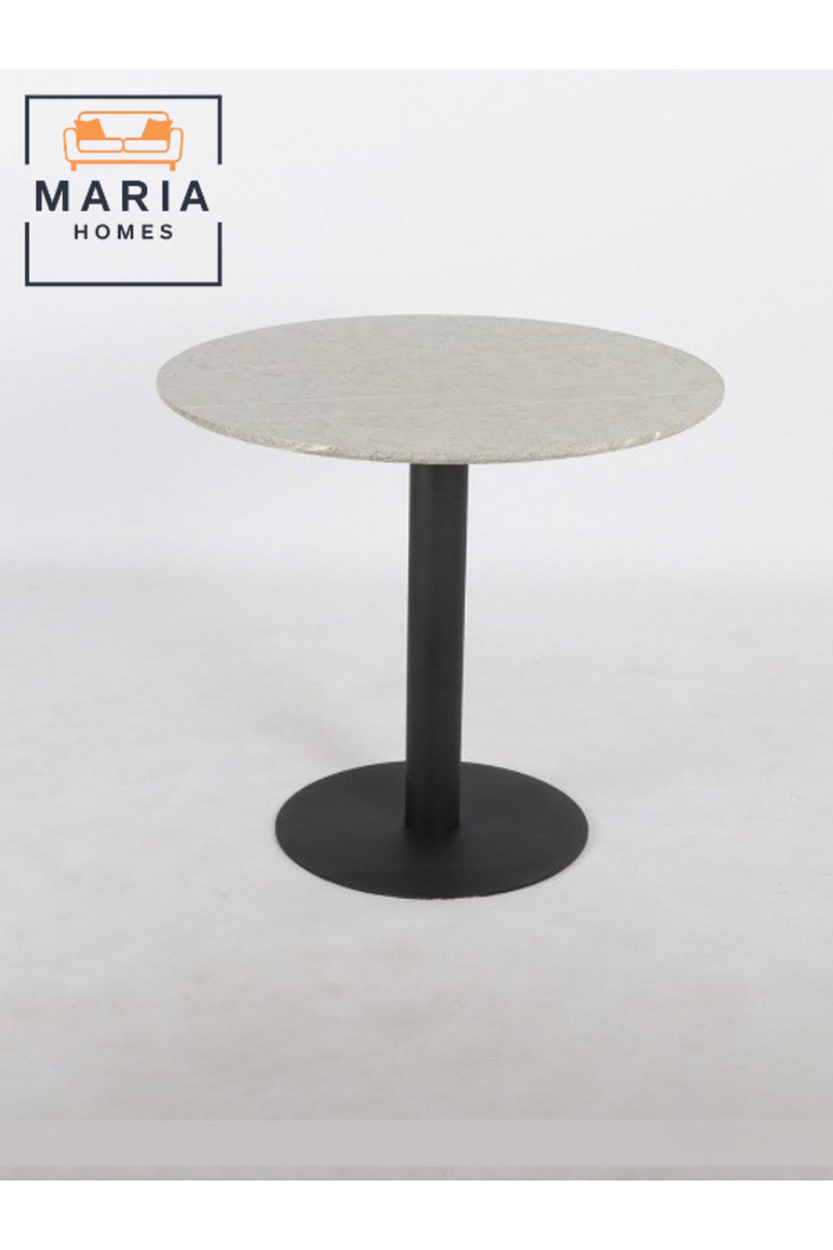Gray Round Dining Table 70Ð74 cm Ð Modern CafŽ & Restaurant Table with Metal Base