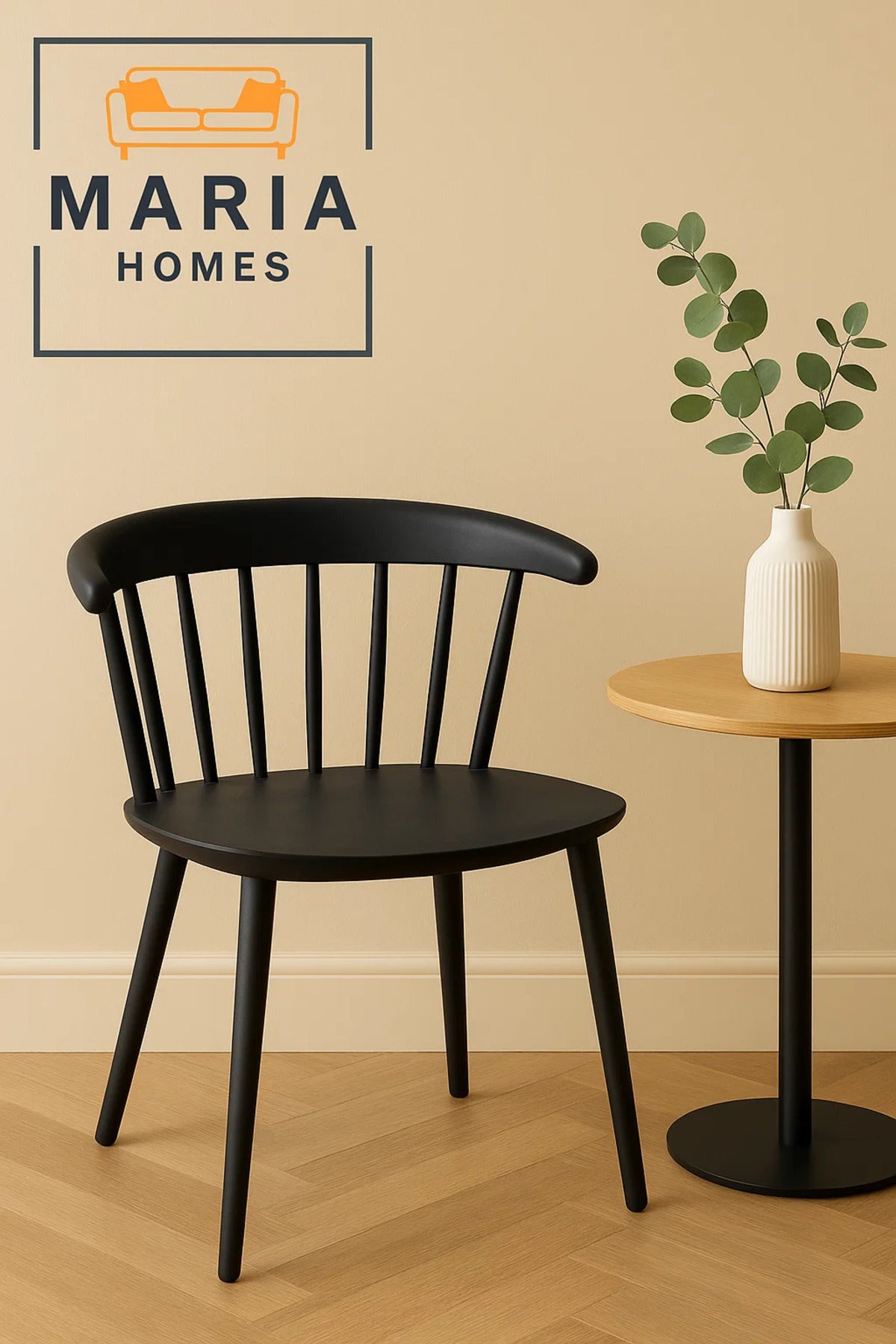 Modern Black Plastic Dining Chair with Curved Backrest Ð Minimalist Design