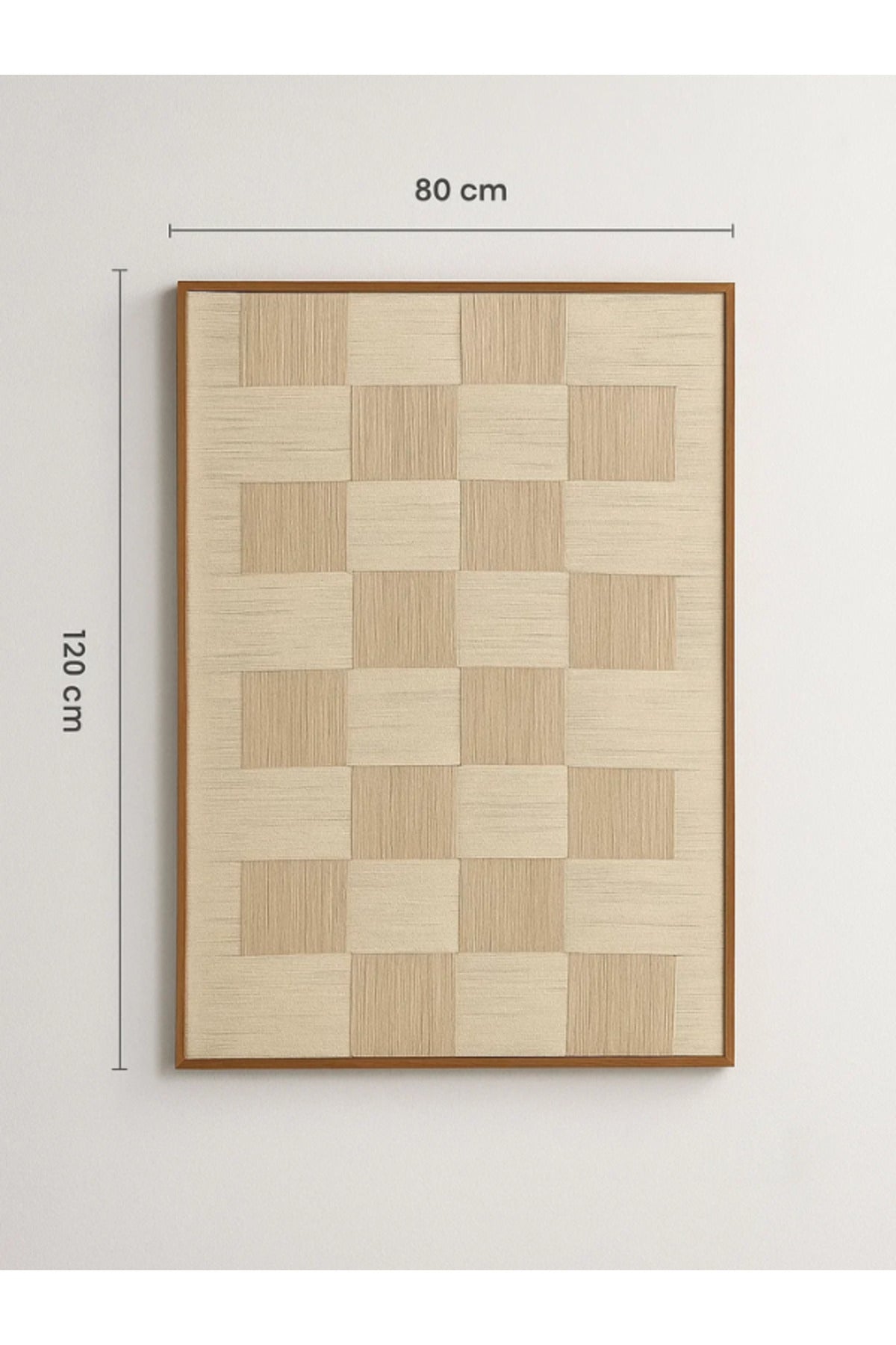 Modern Geometric Wall Art Ð 120_80 cm Beige and Cream Checkered Framed Canvas DŽcor